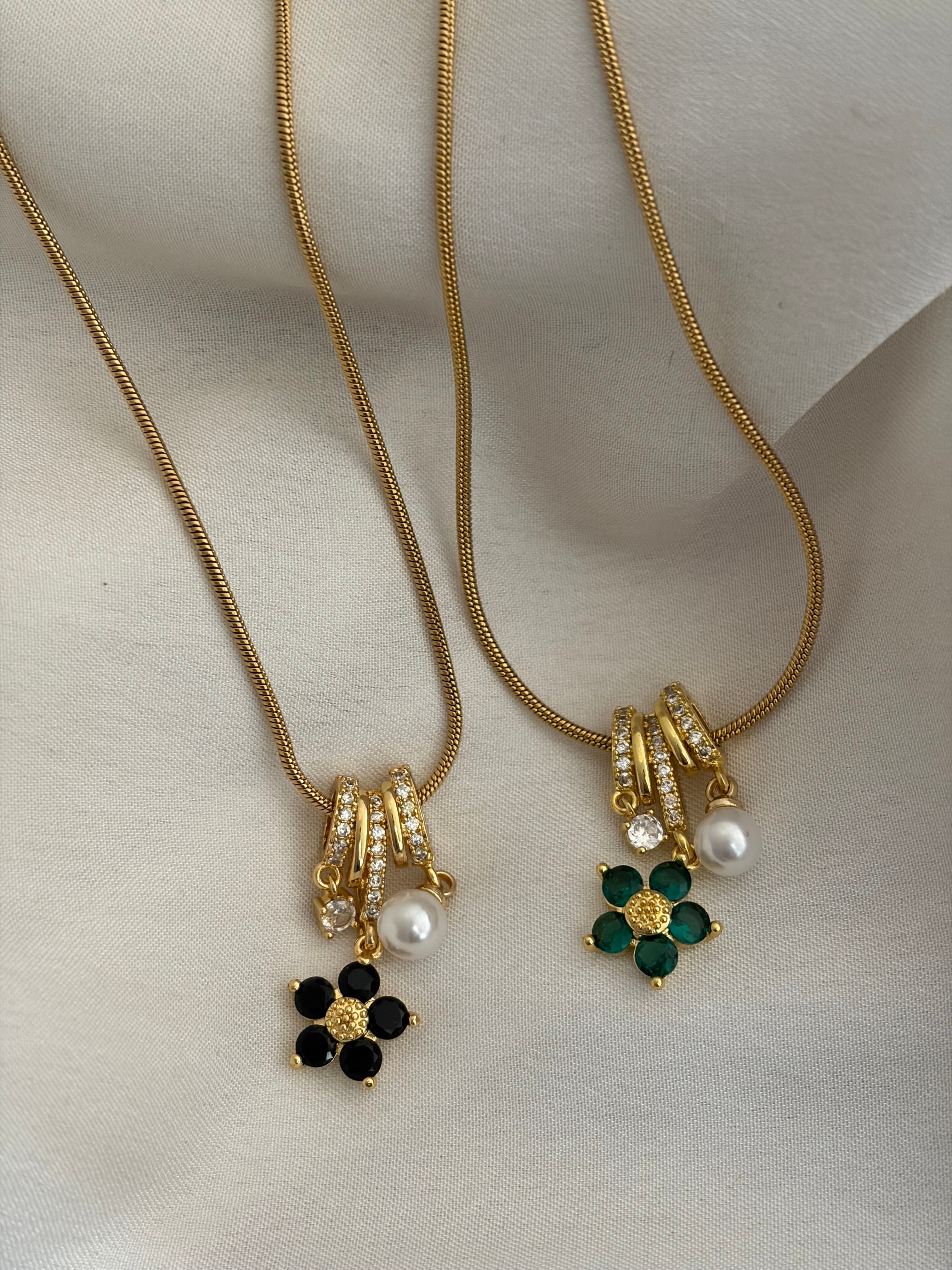 Floral charm necklace