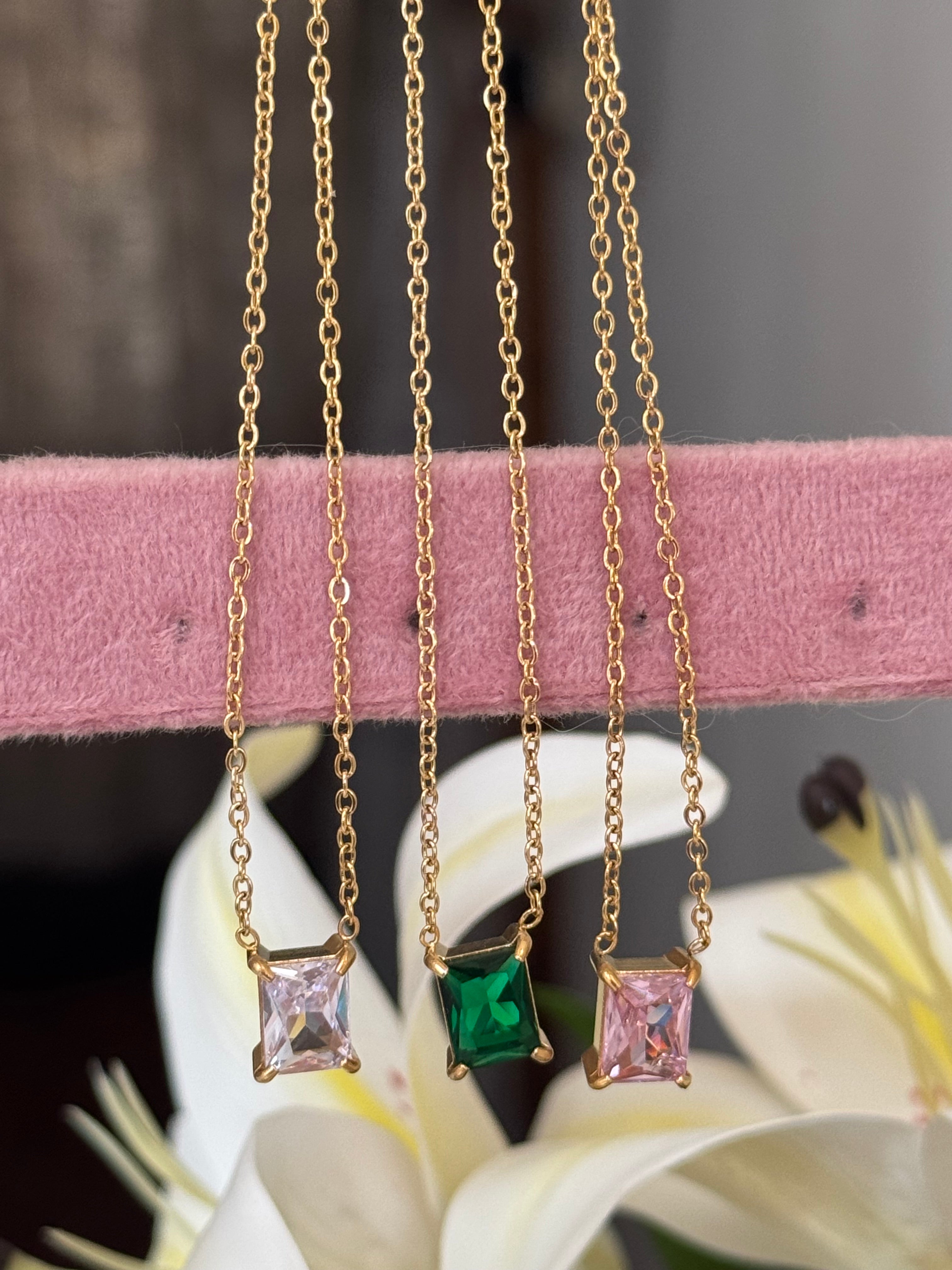 Rec crystal necklace