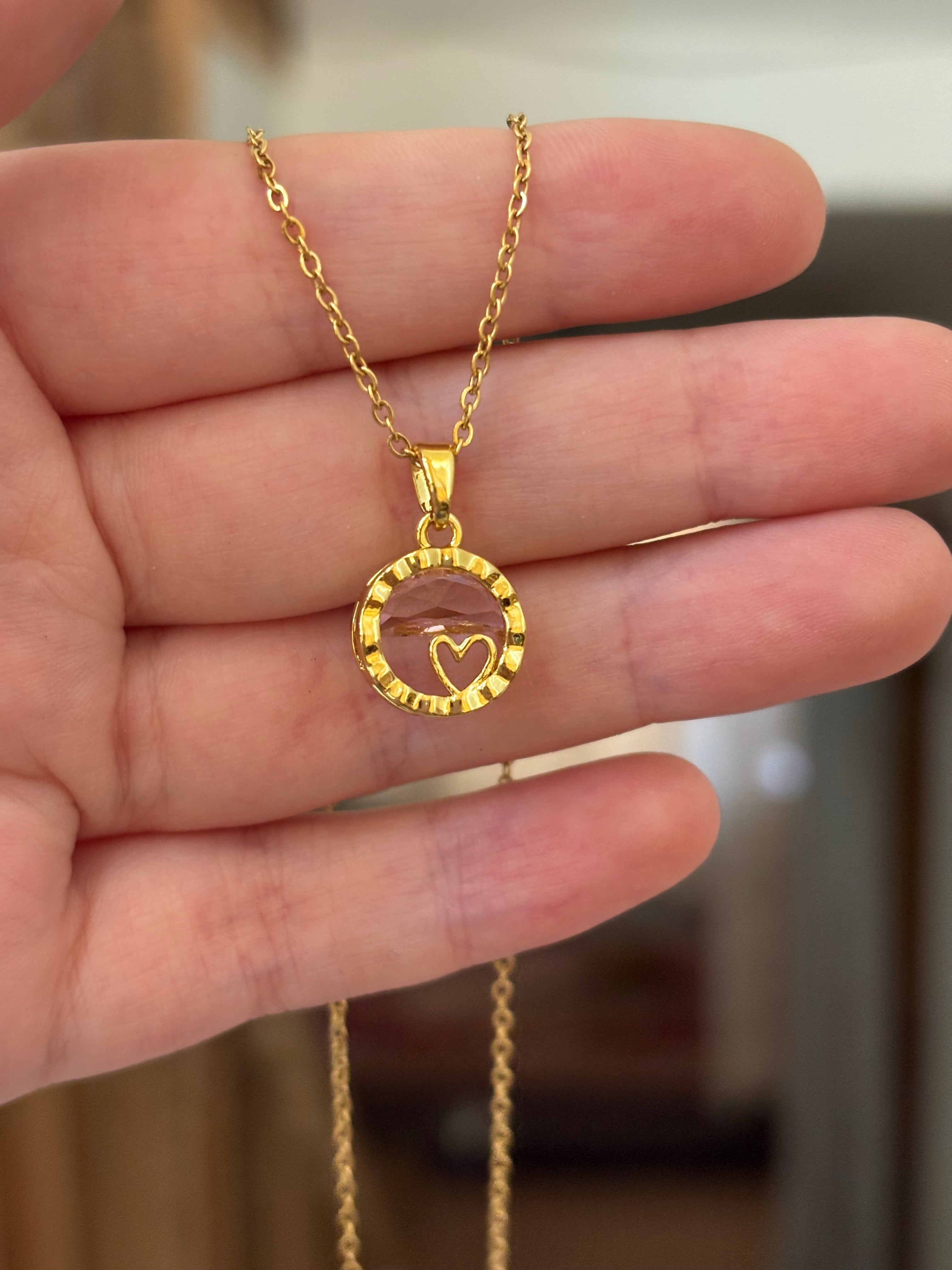 Pink heart necklace