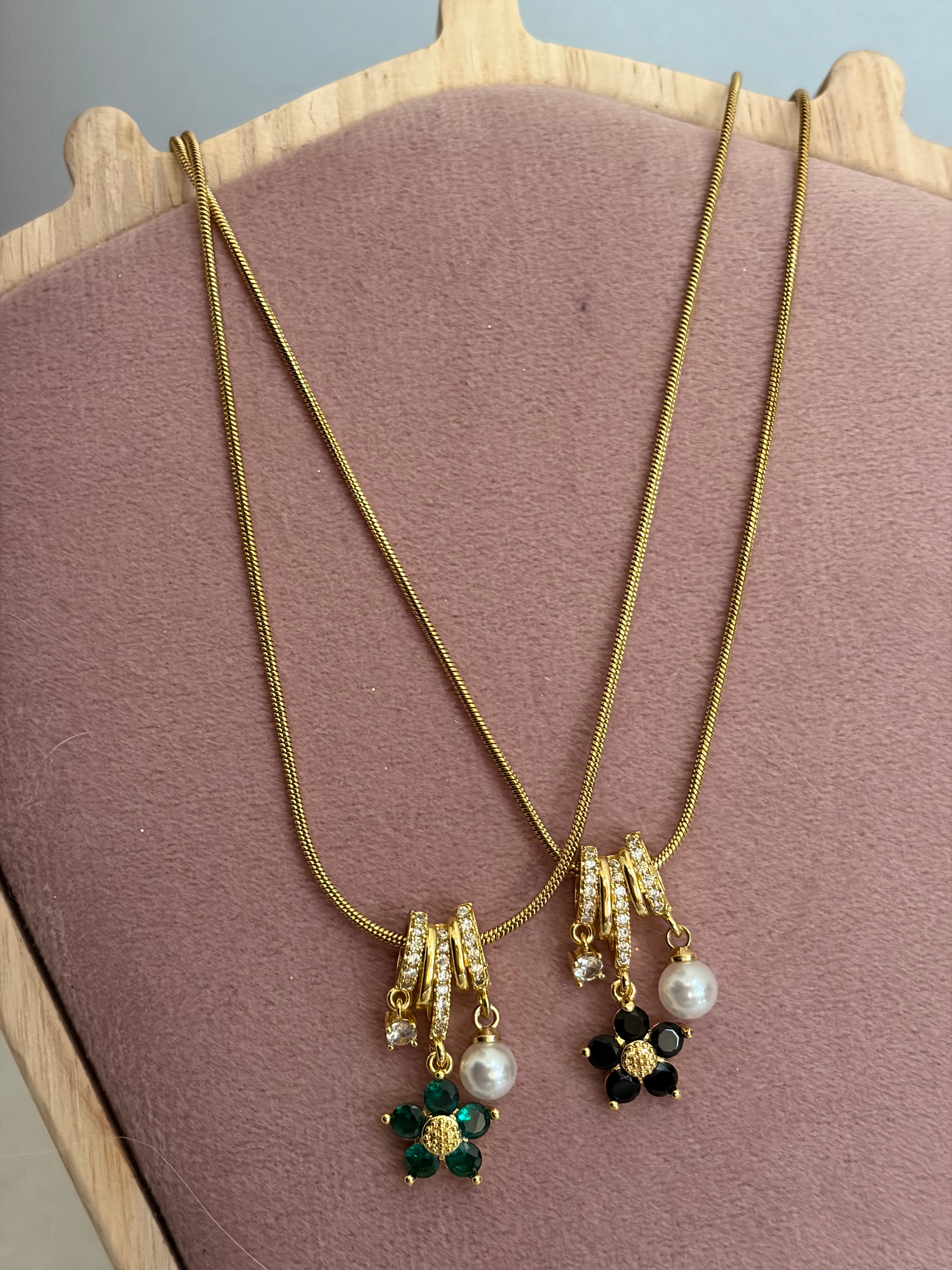 Floral charm necklace