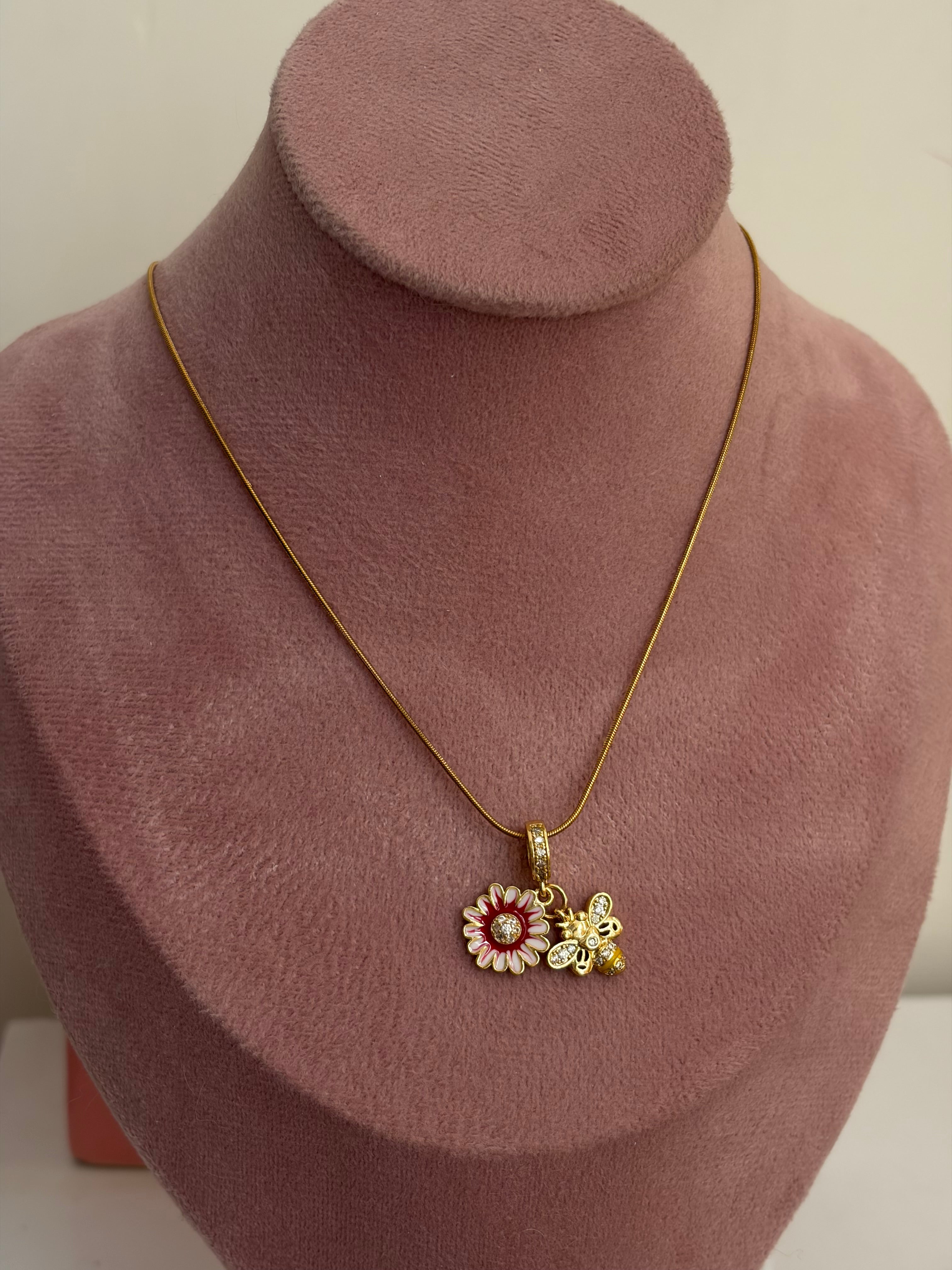 Bee charm necklace