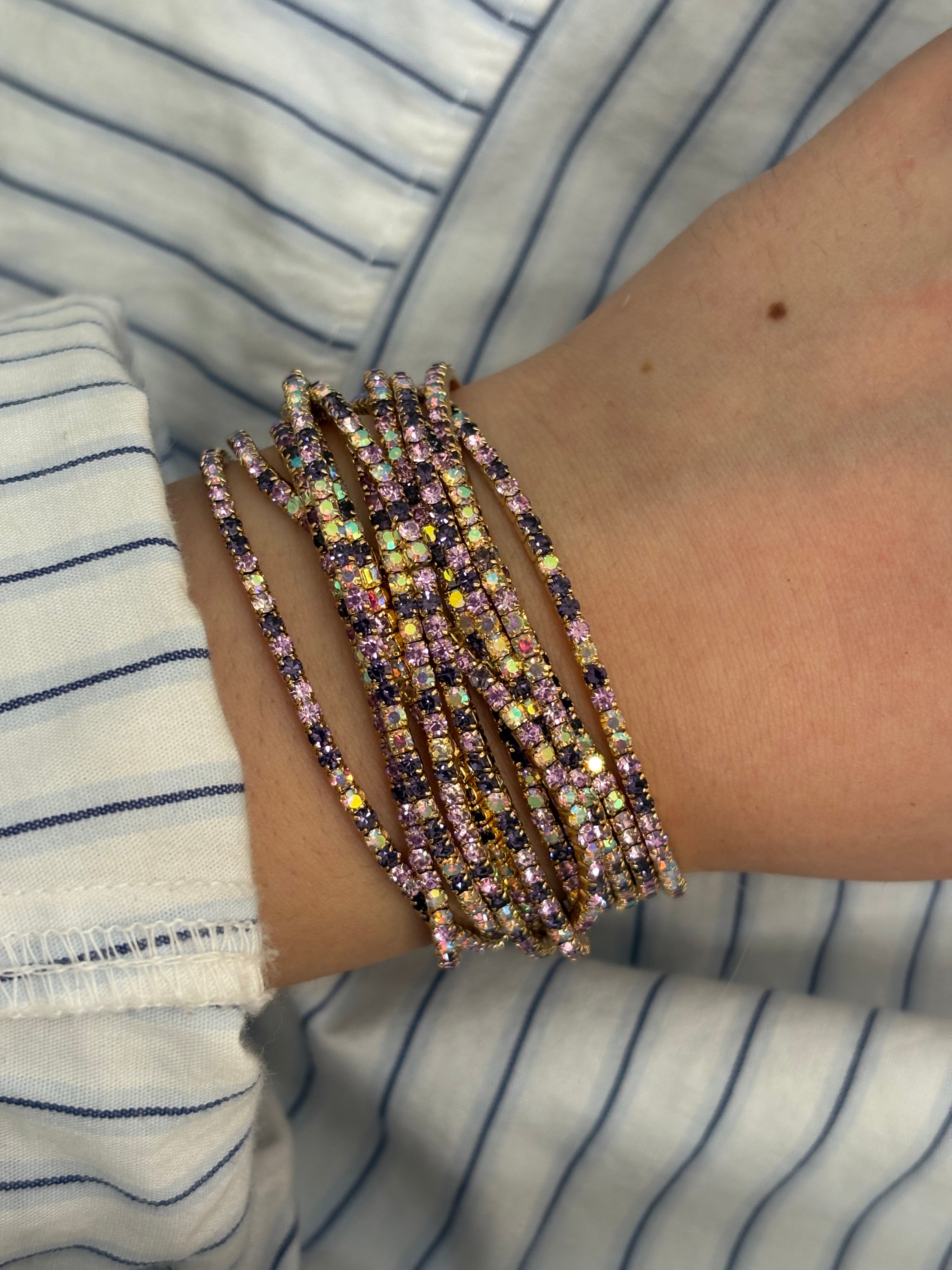 Purple multistone stretchable bracelet