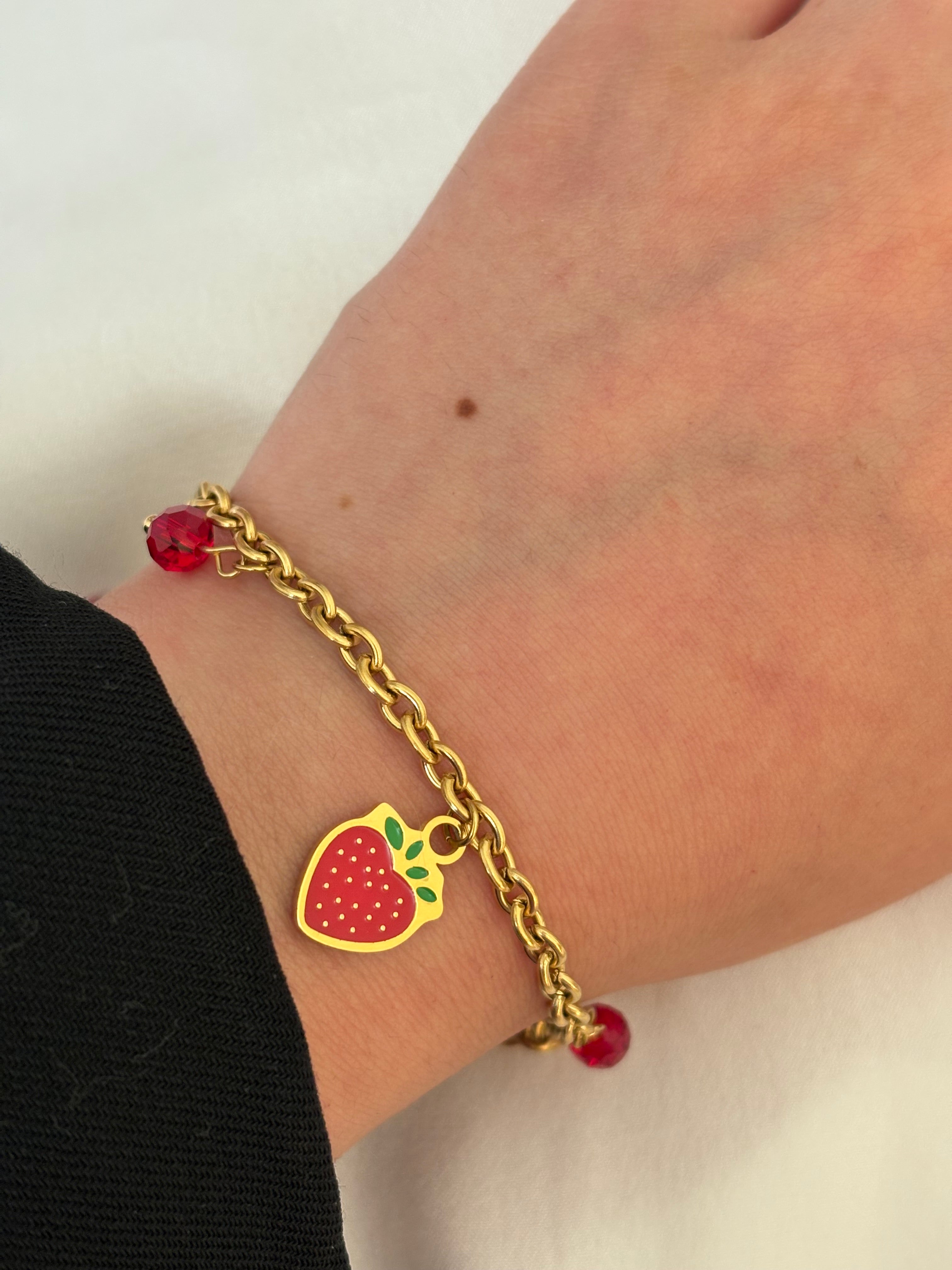 Strawberry charm bracelet