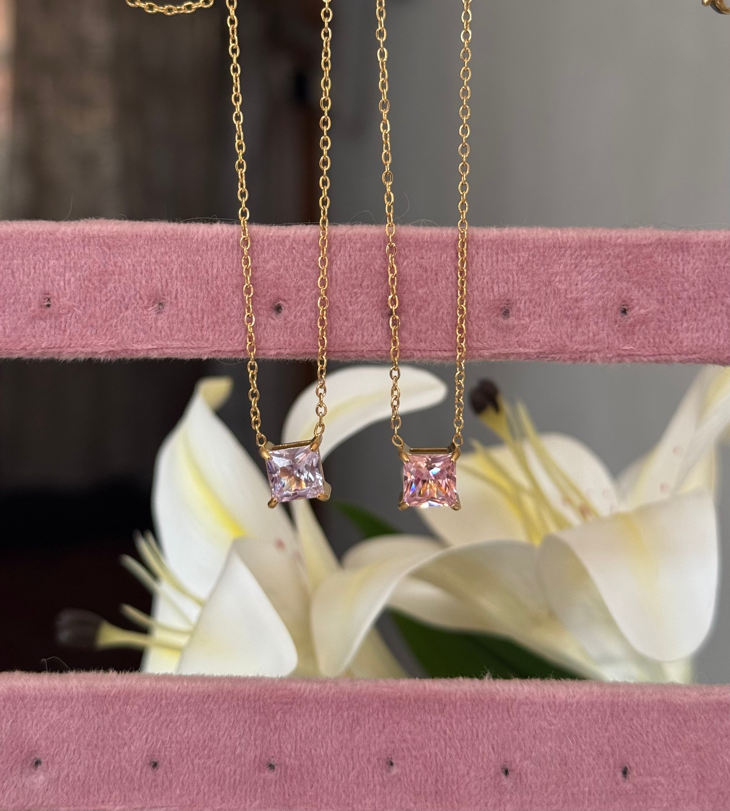 Square crystal necklace