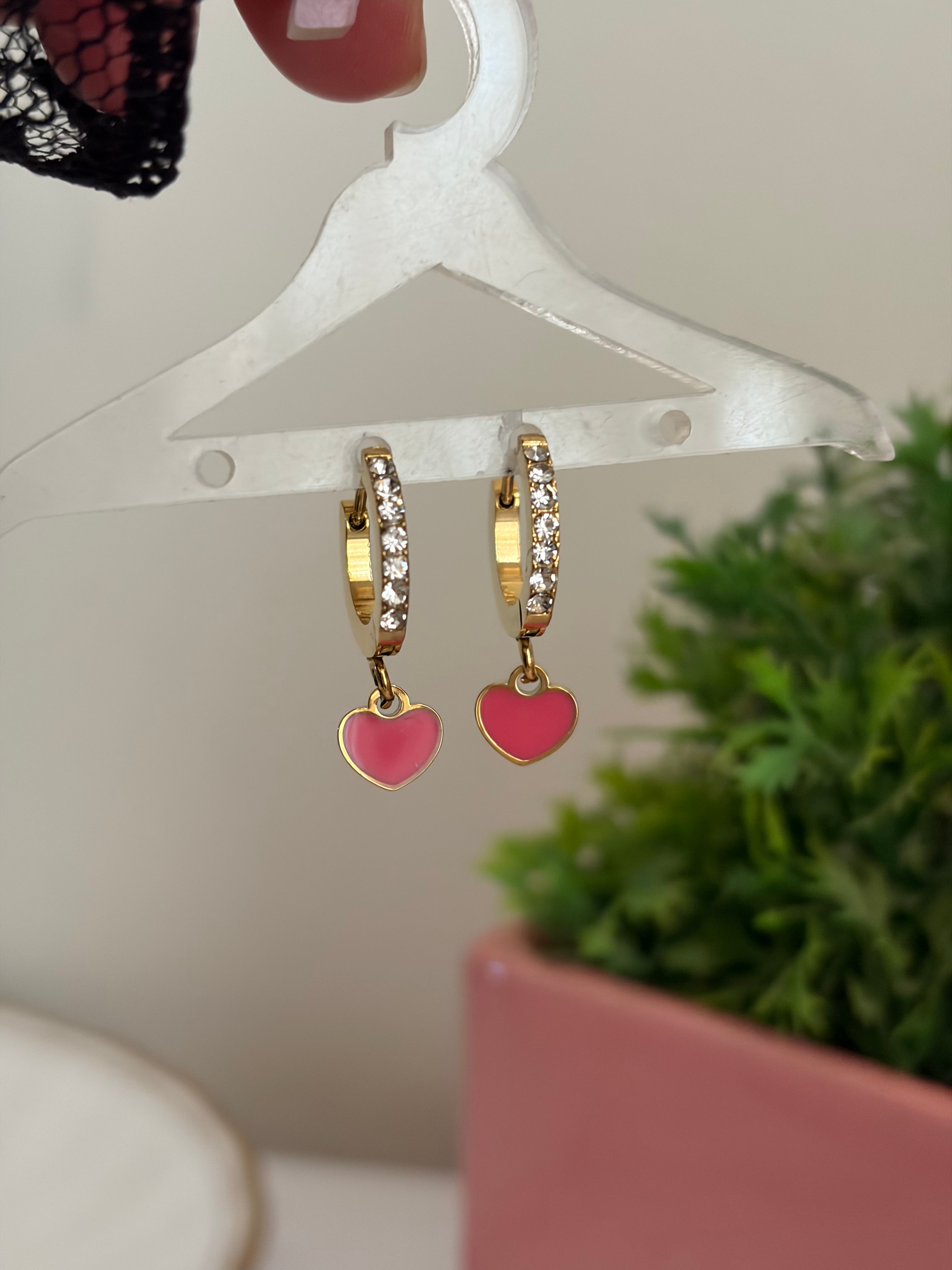 Pink heart earring