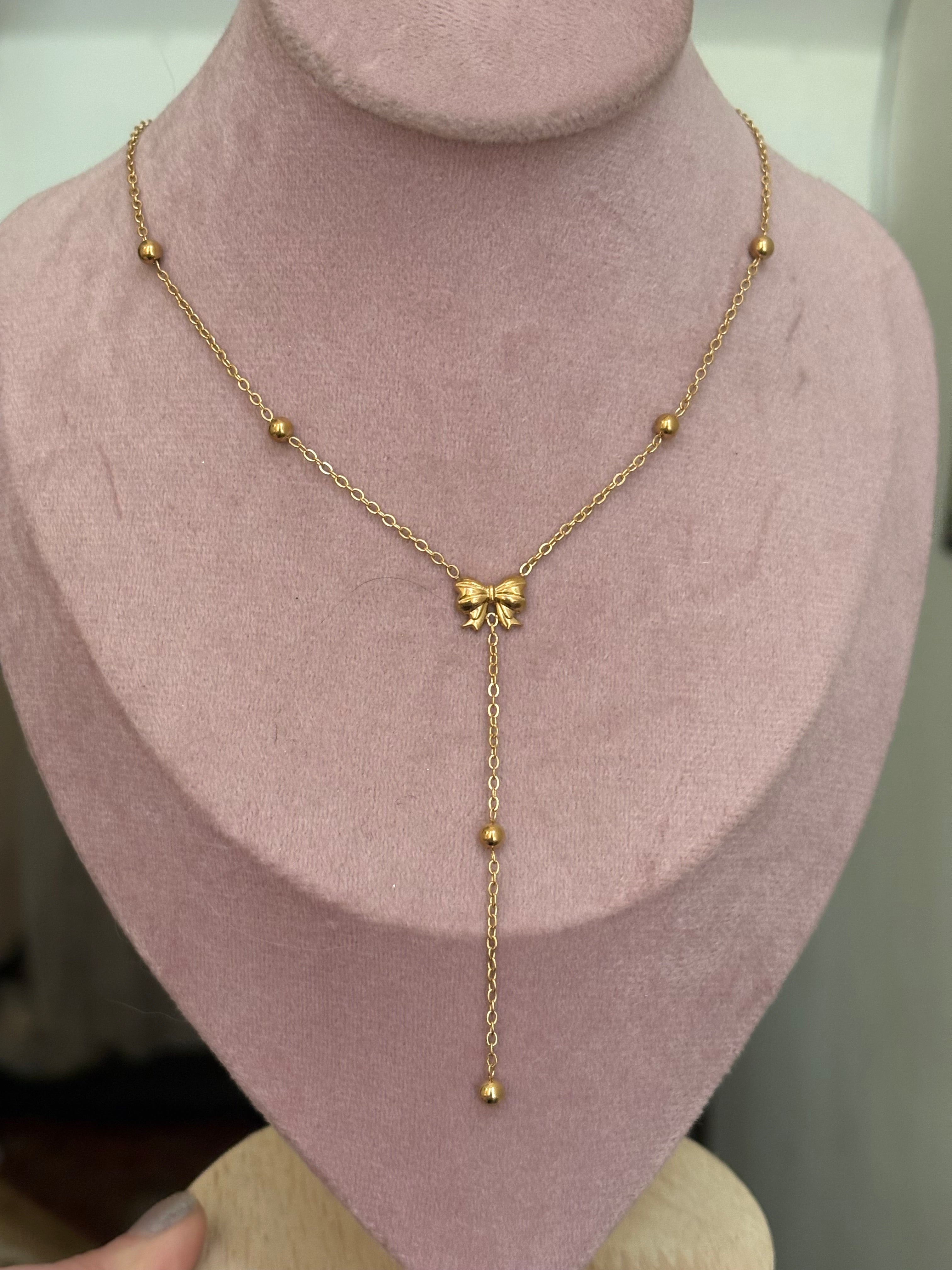 Bow drop necklace