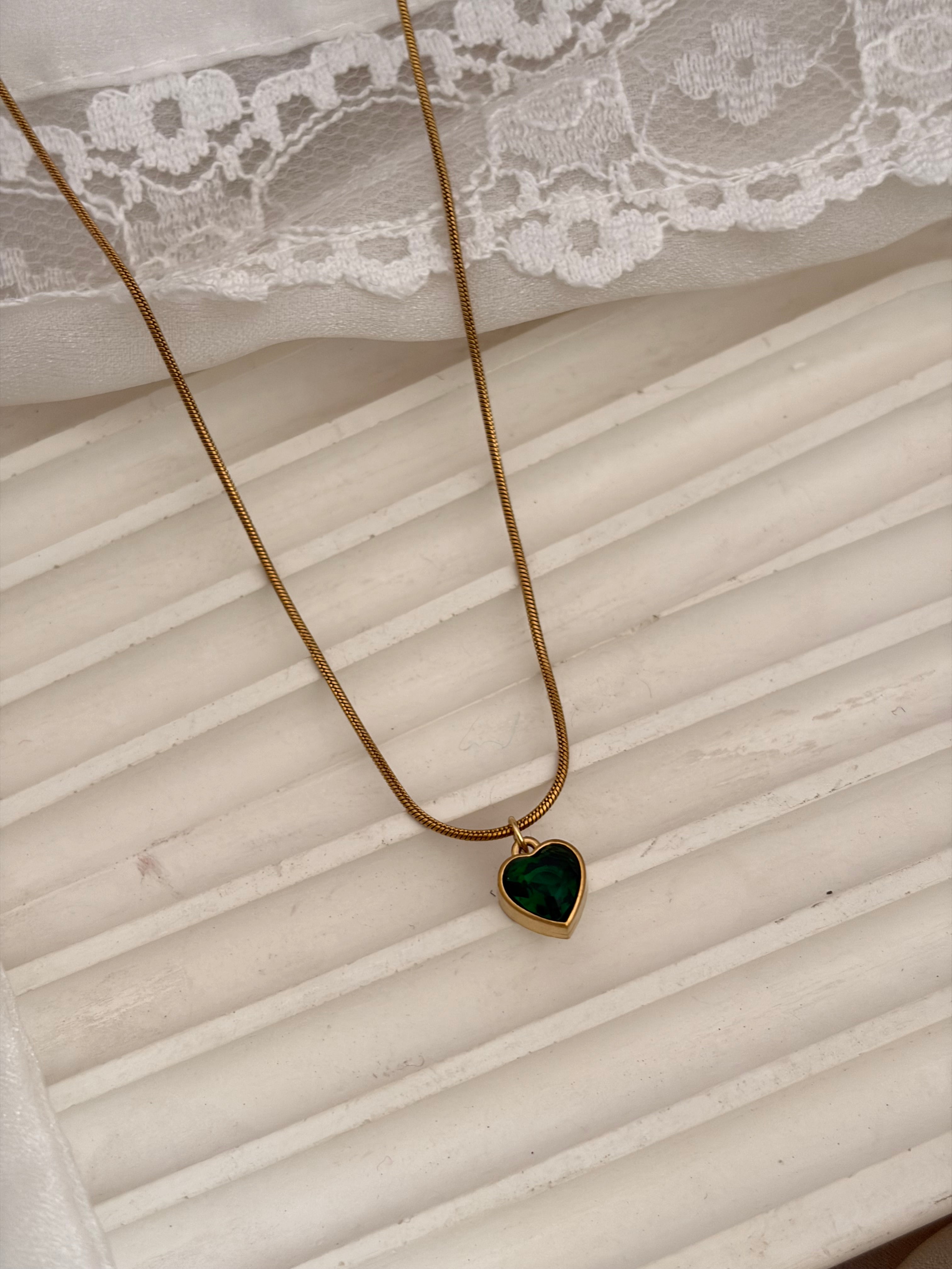 Emerald heart necklace