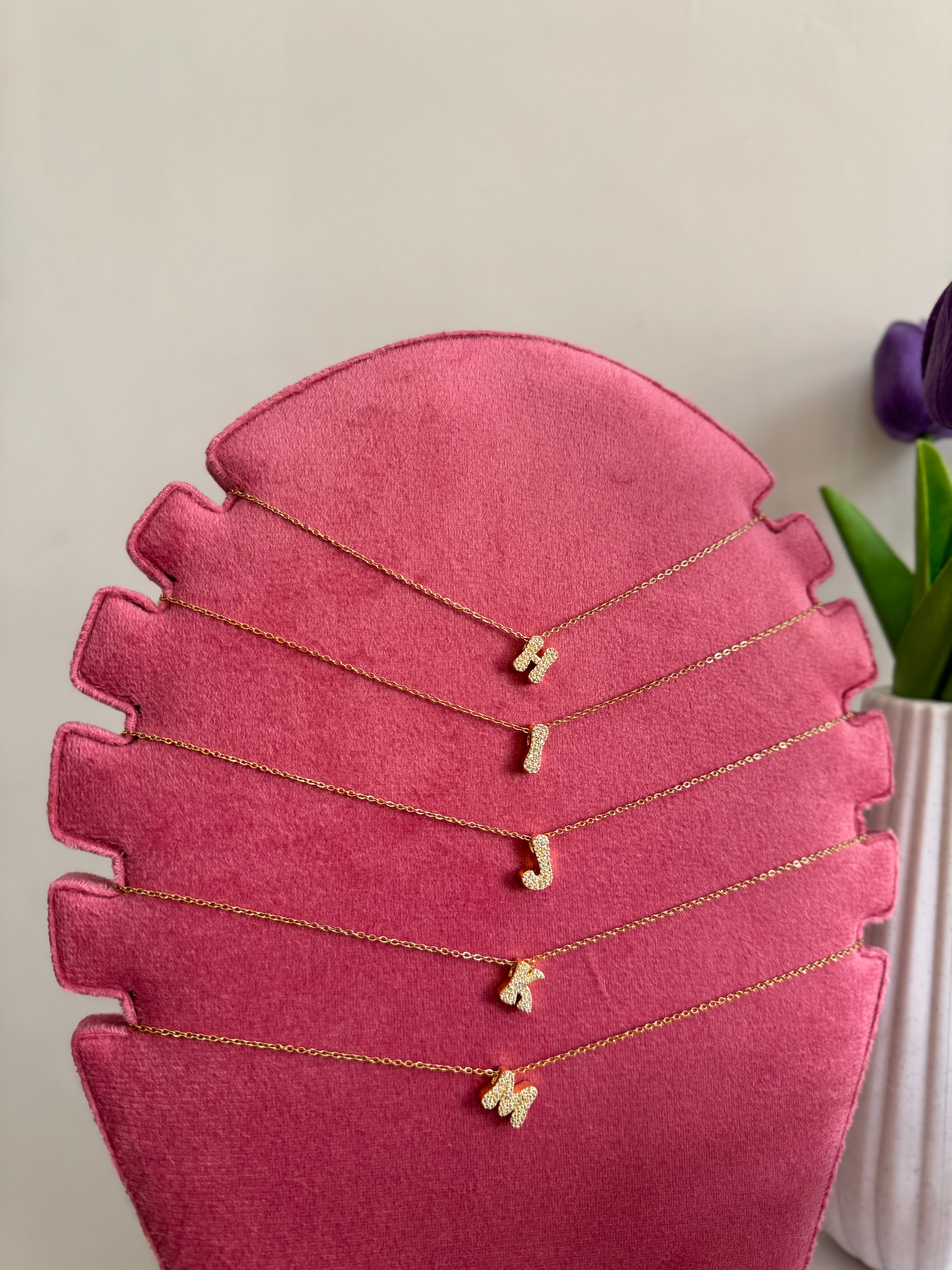 Rhinestone initial necklaces