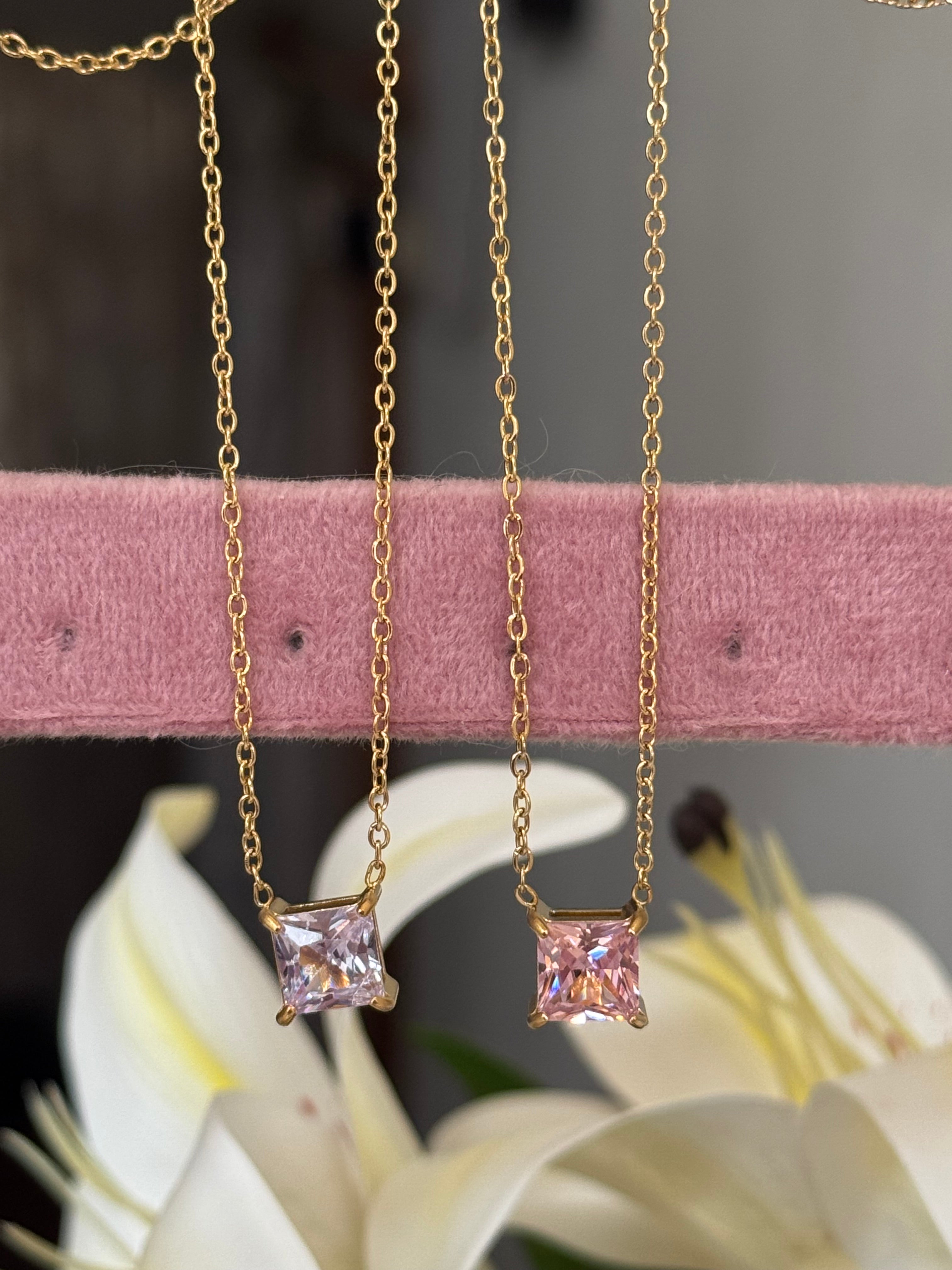 Square crystal necklace