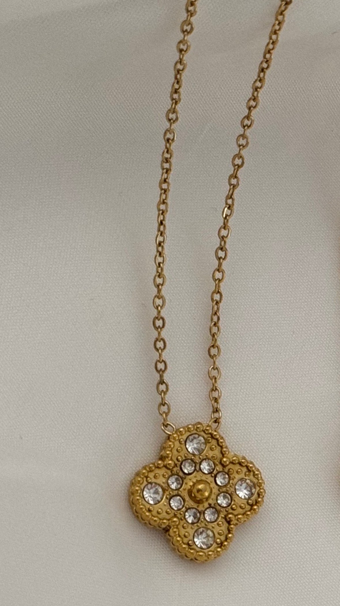 Rhinestone clover necklace