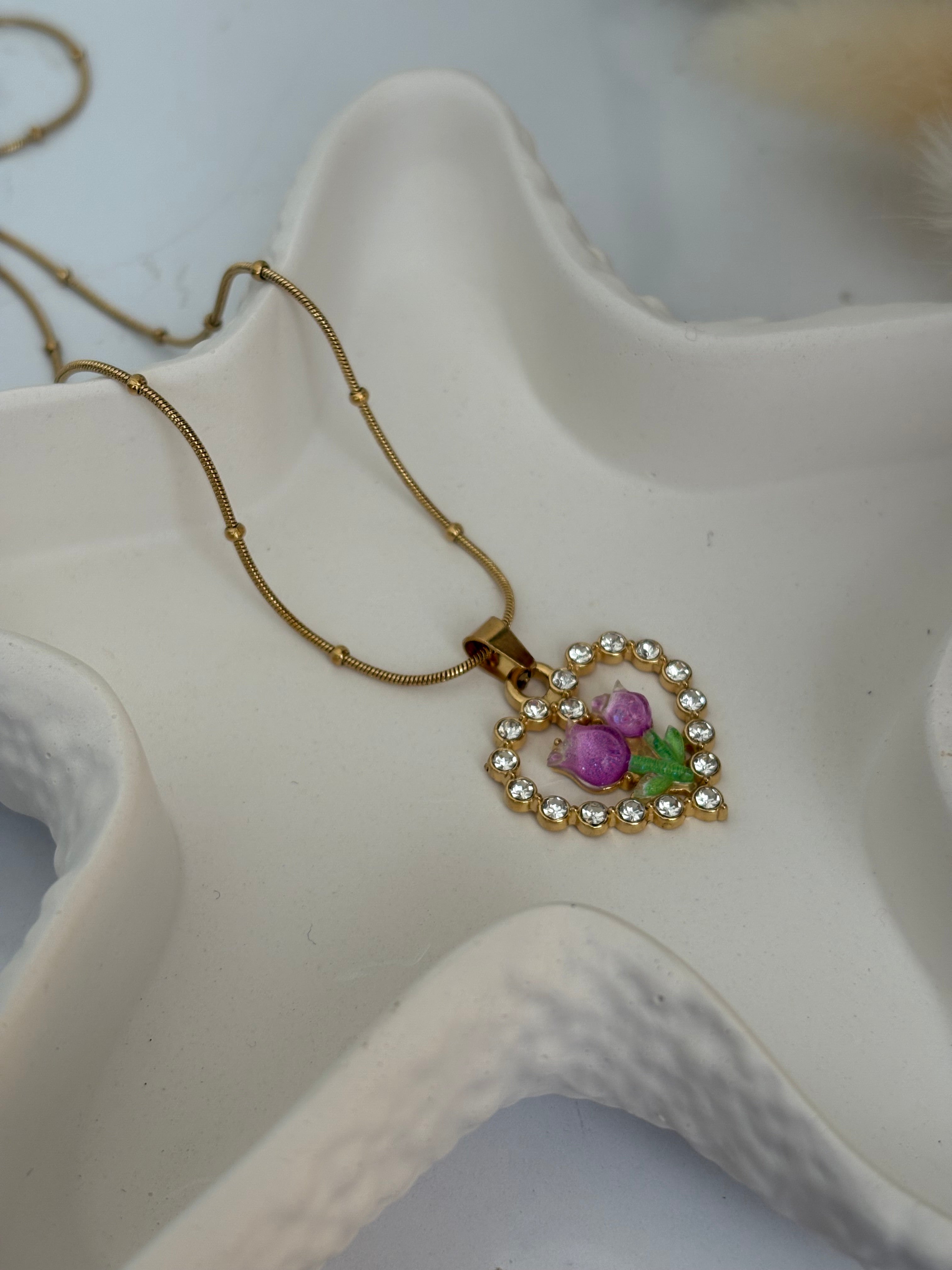 Tulip heart necklace