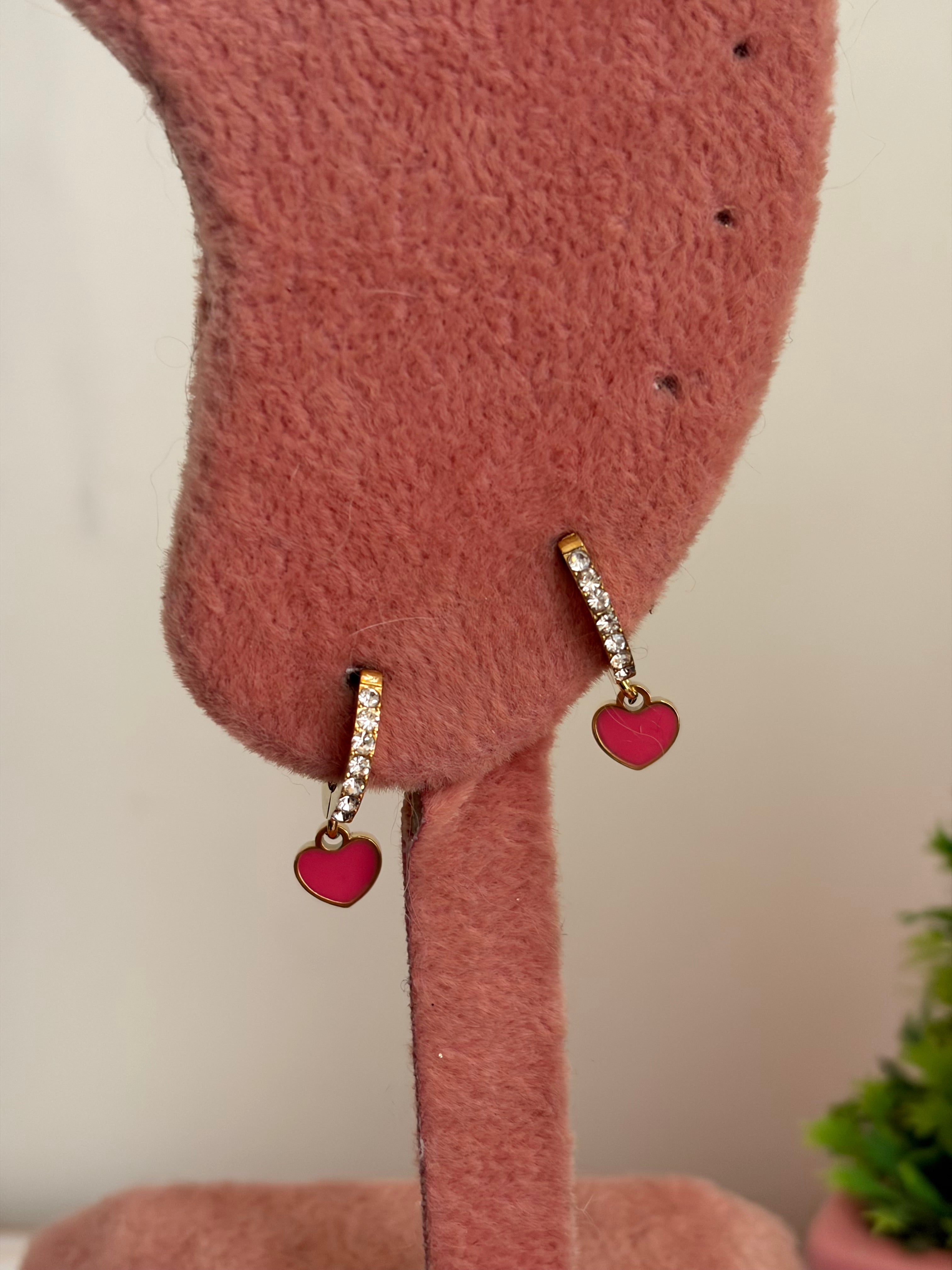 Pink heart earring