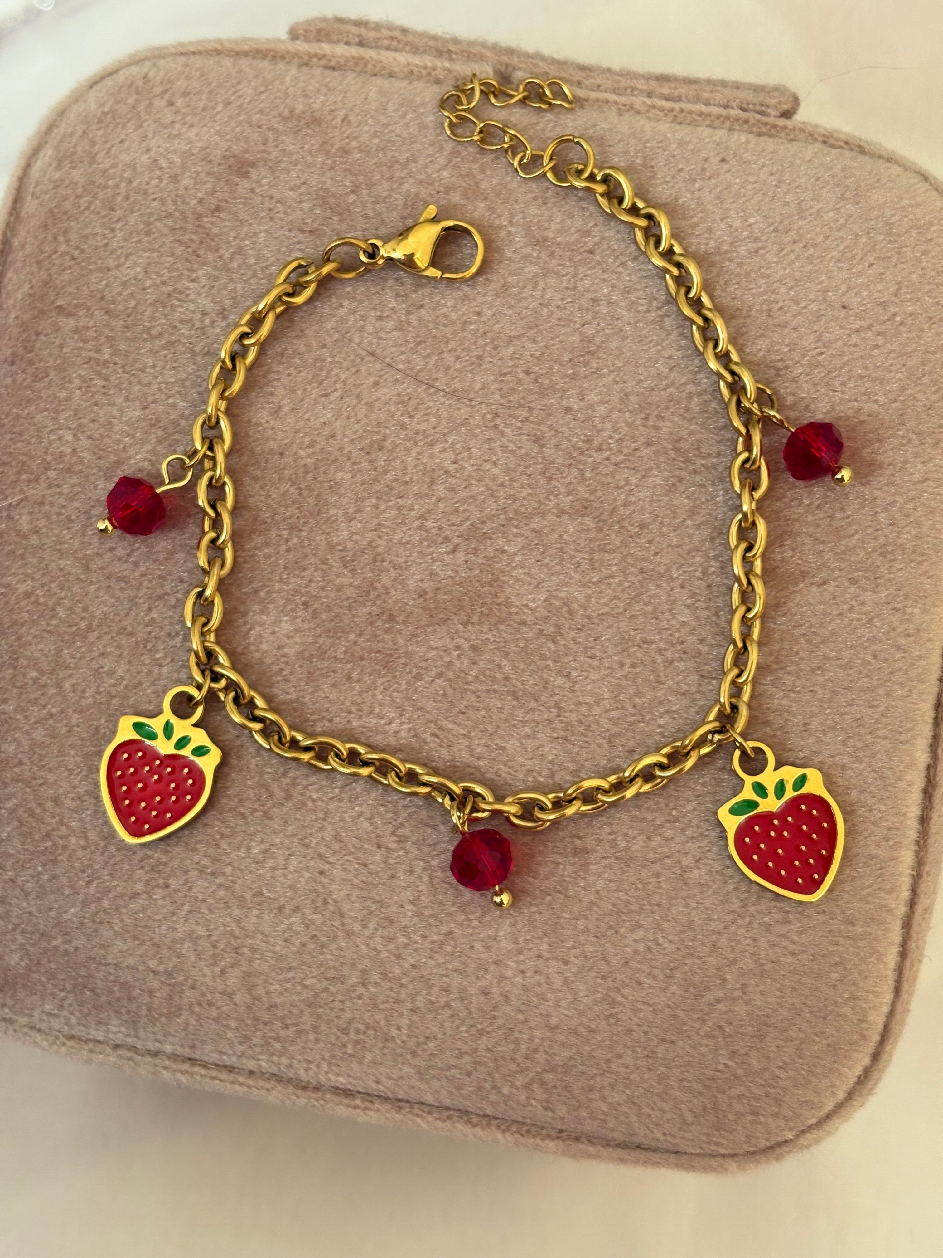 Strawberry charm bracelet