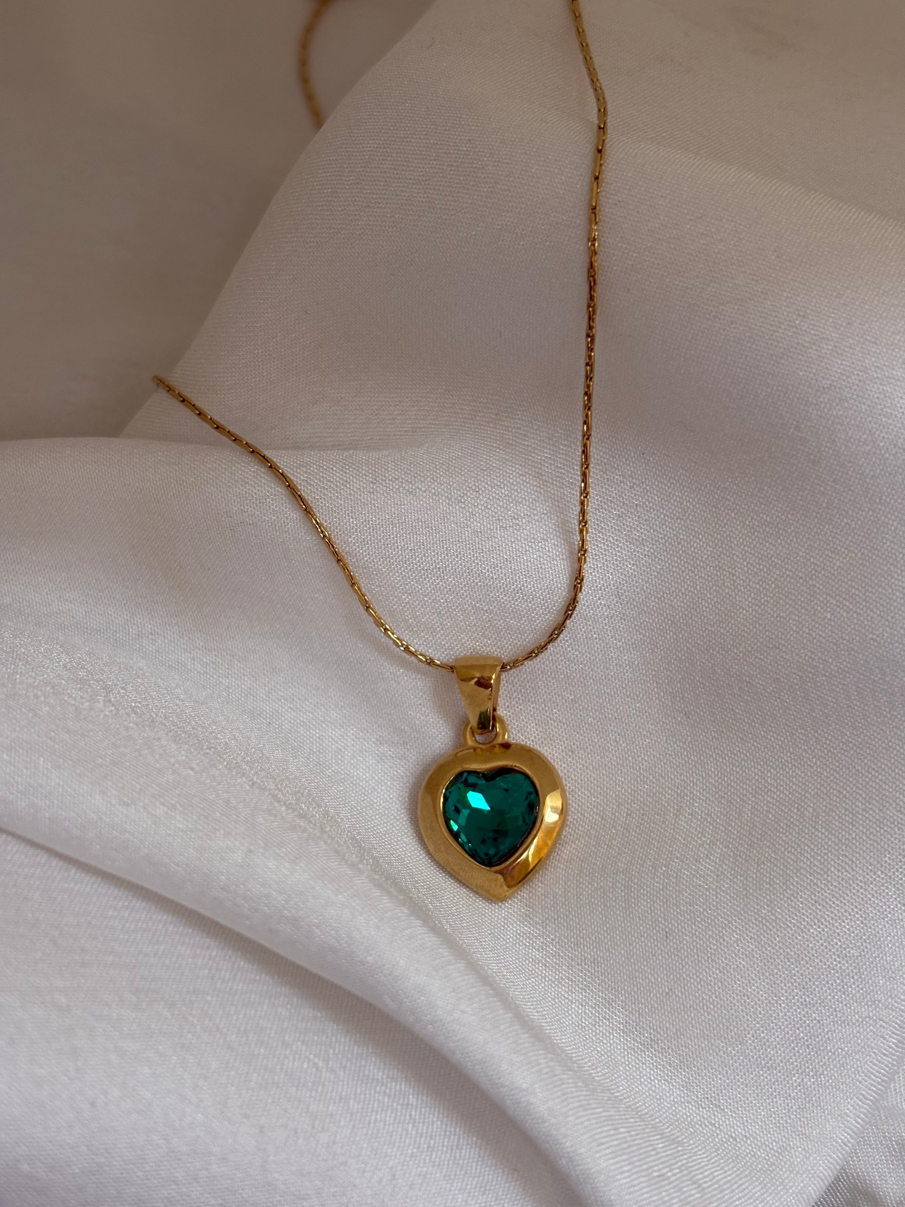 Green heart necklace