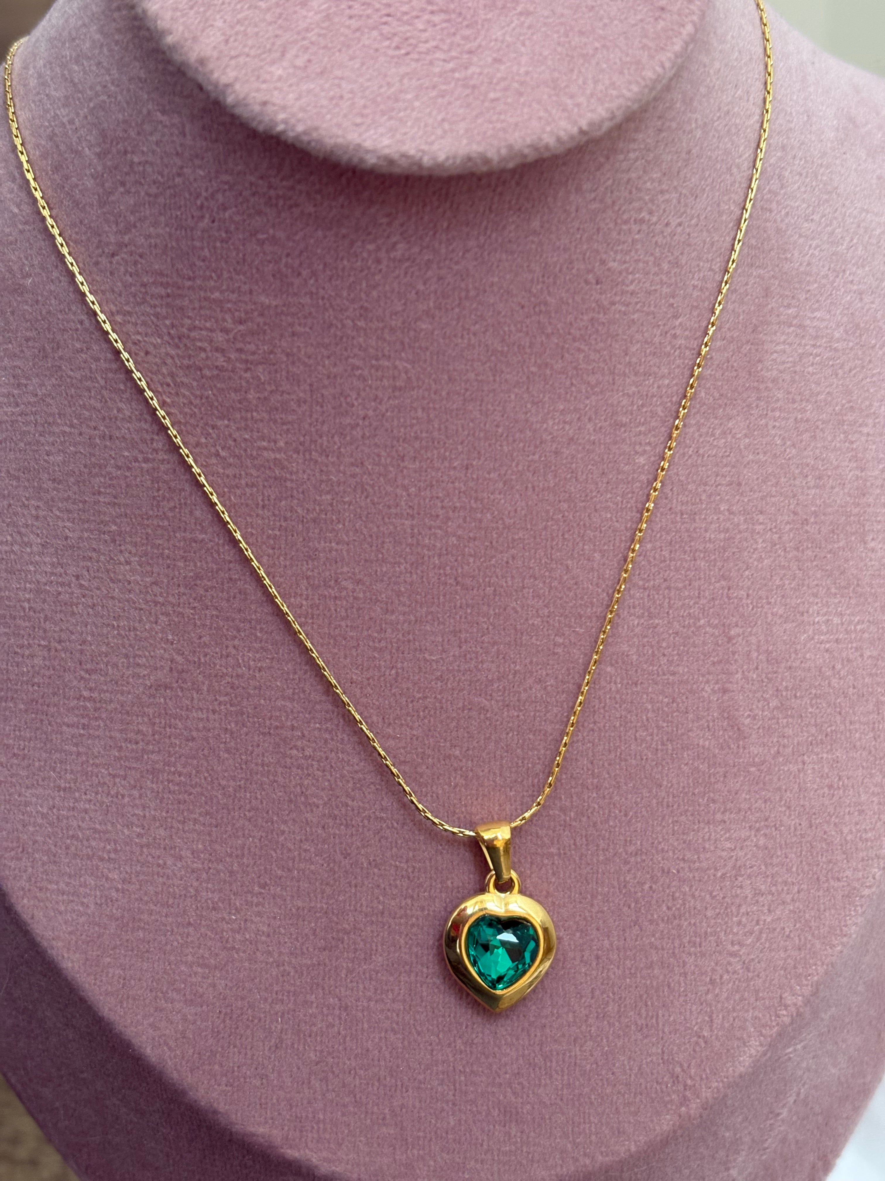 Green heart necklace