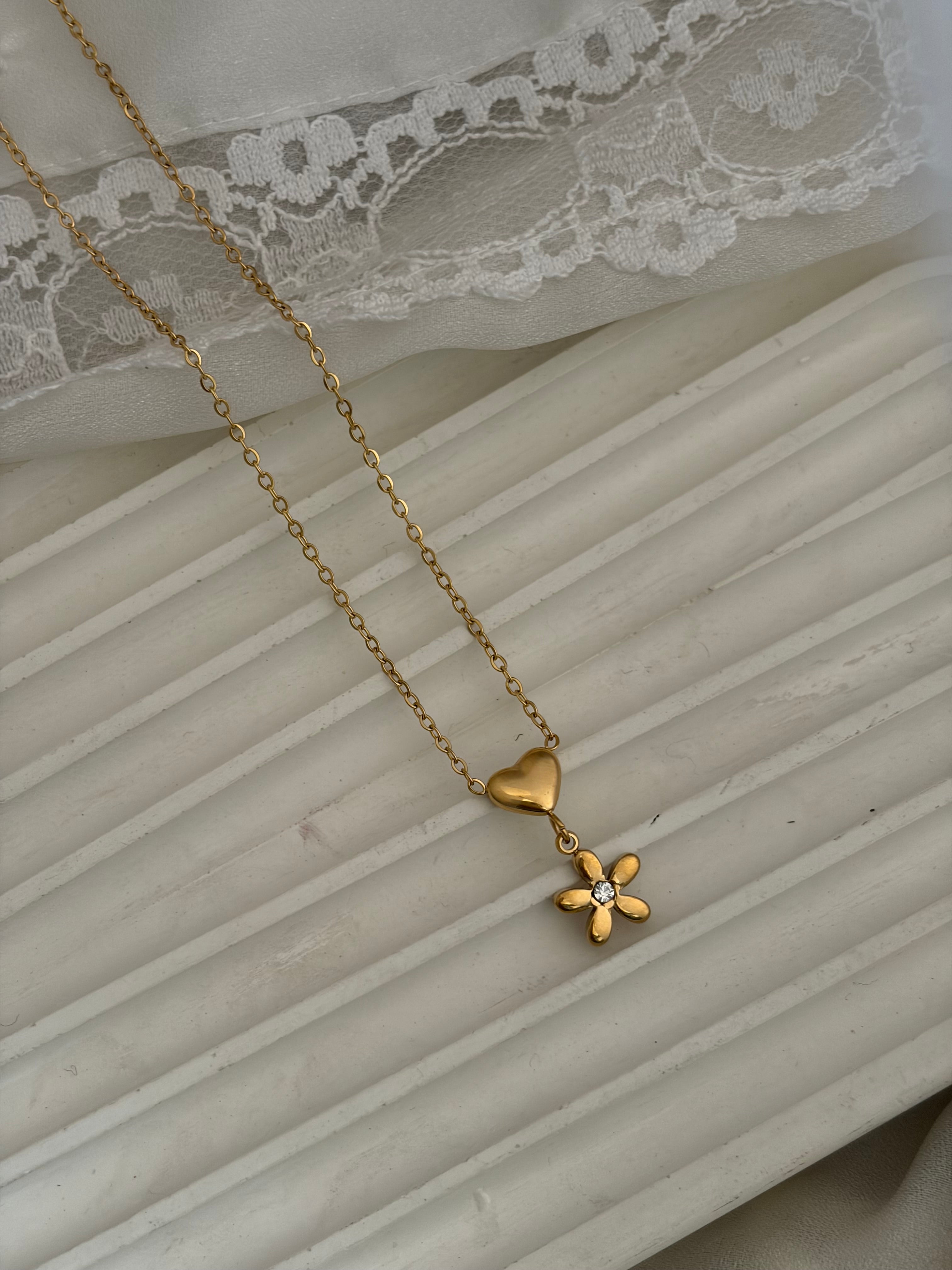 Floral heart necklace