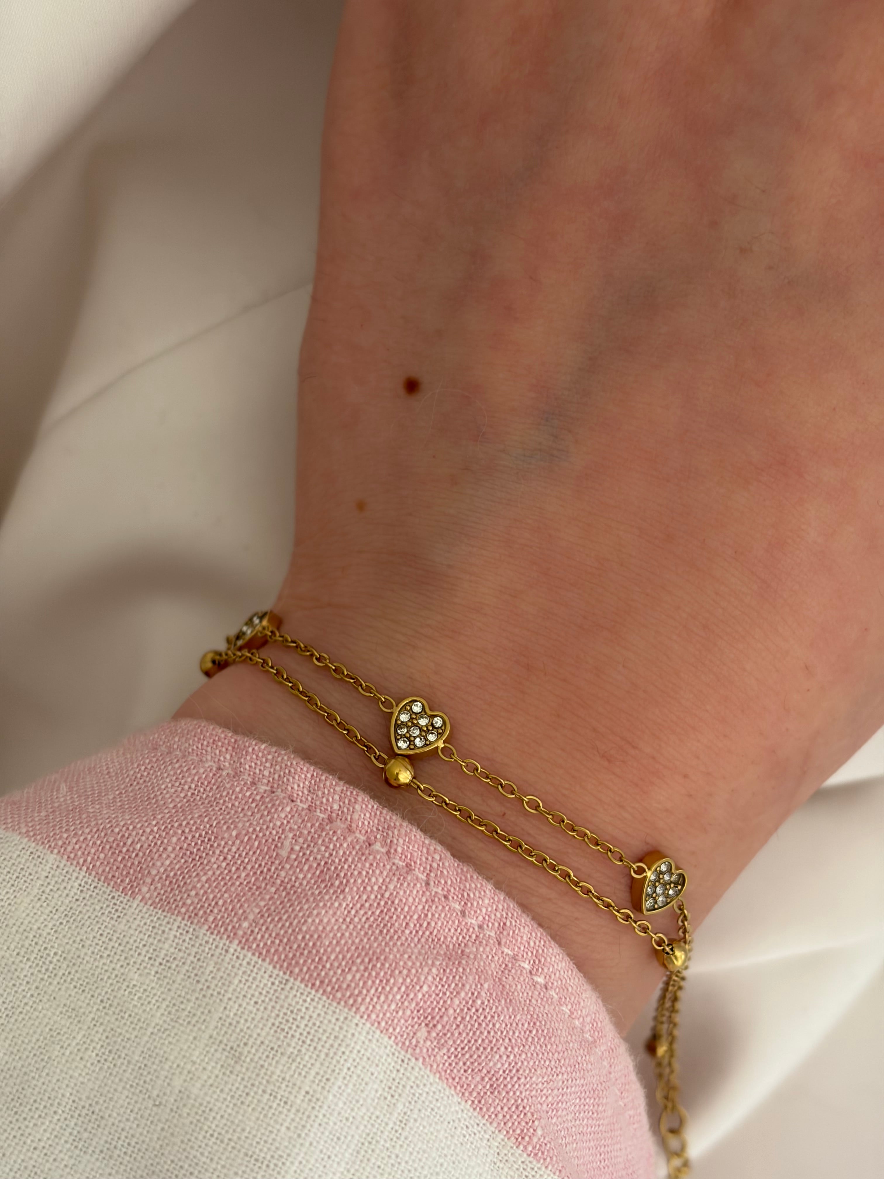 Heart layered bracelet
