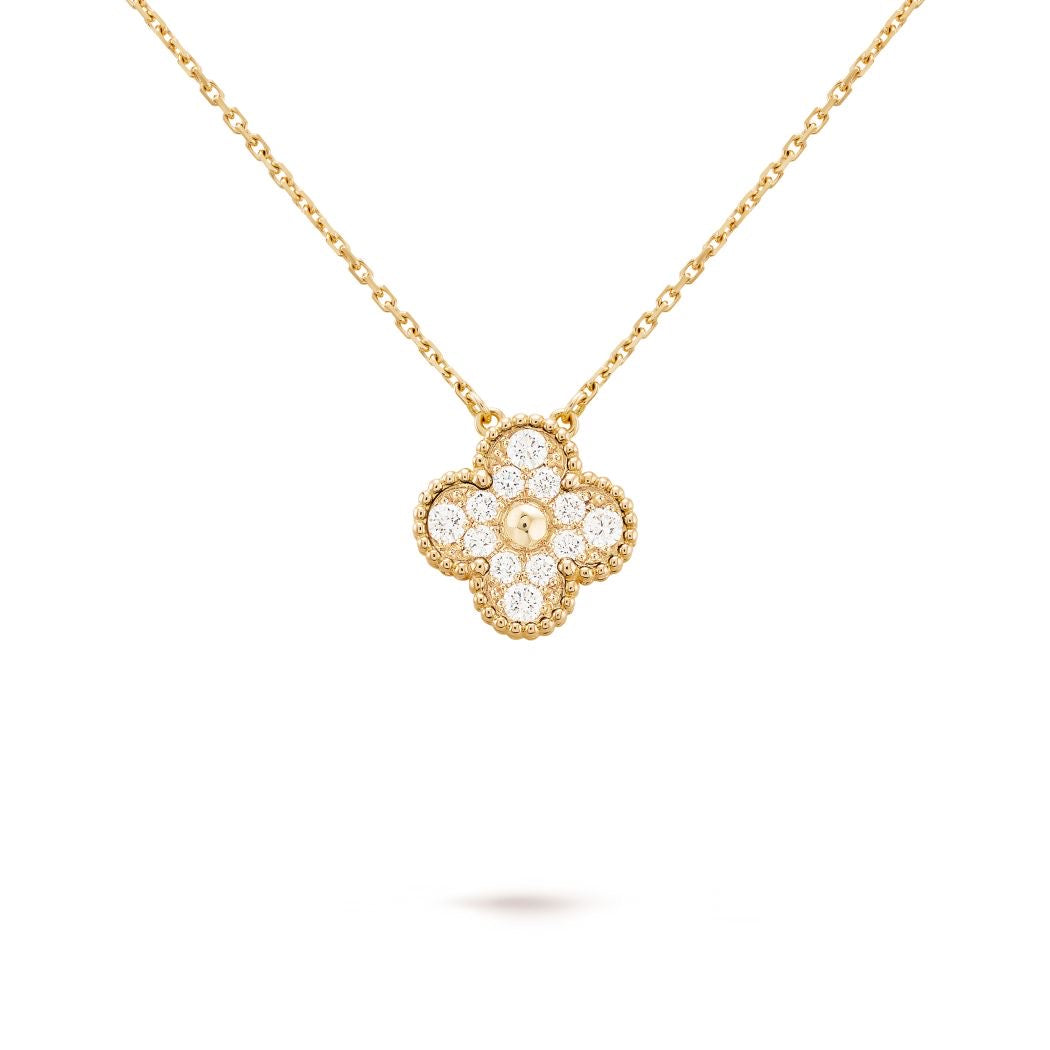 Rhinestone clover necklace