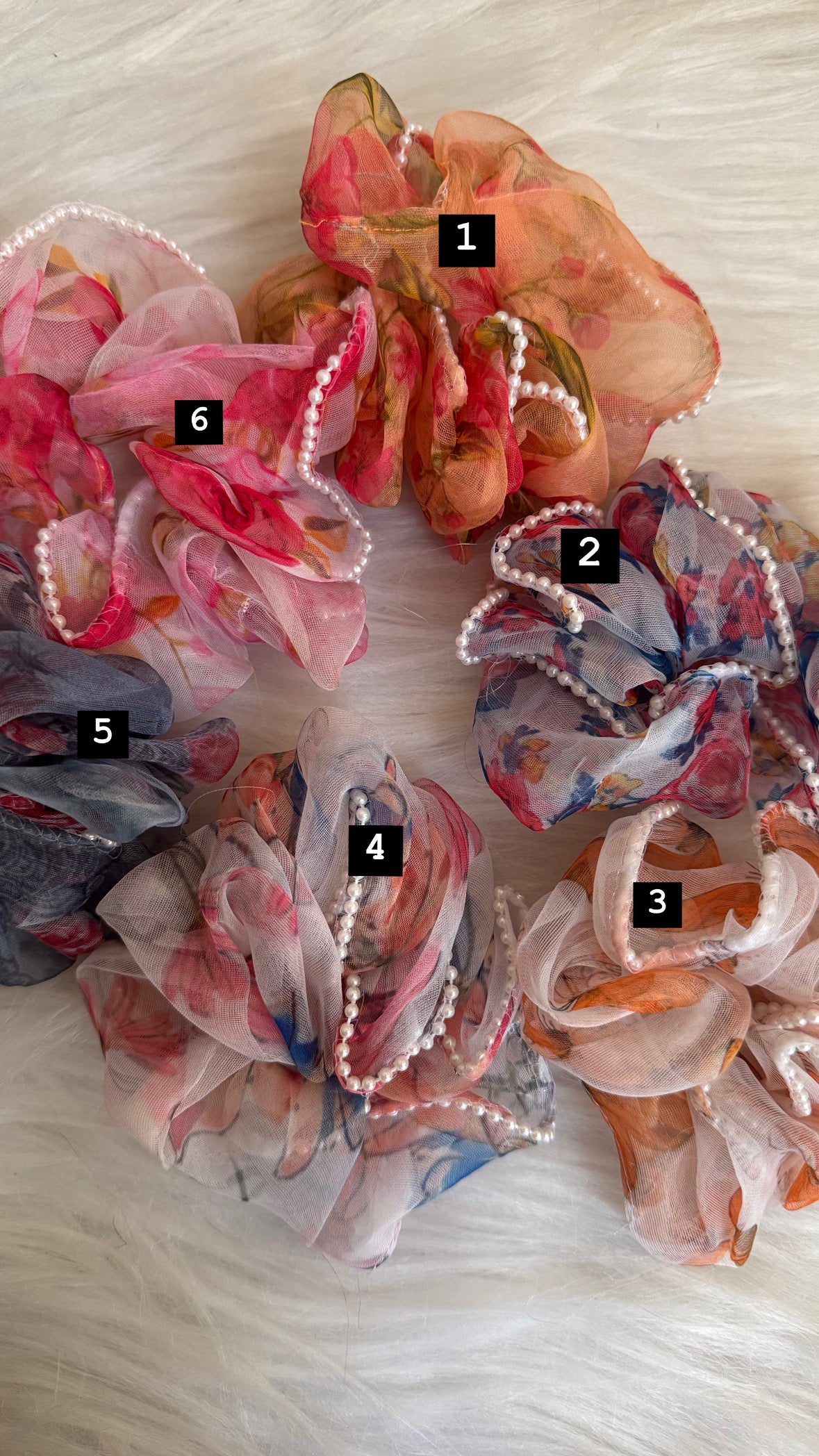 Printer pearl scrunchies