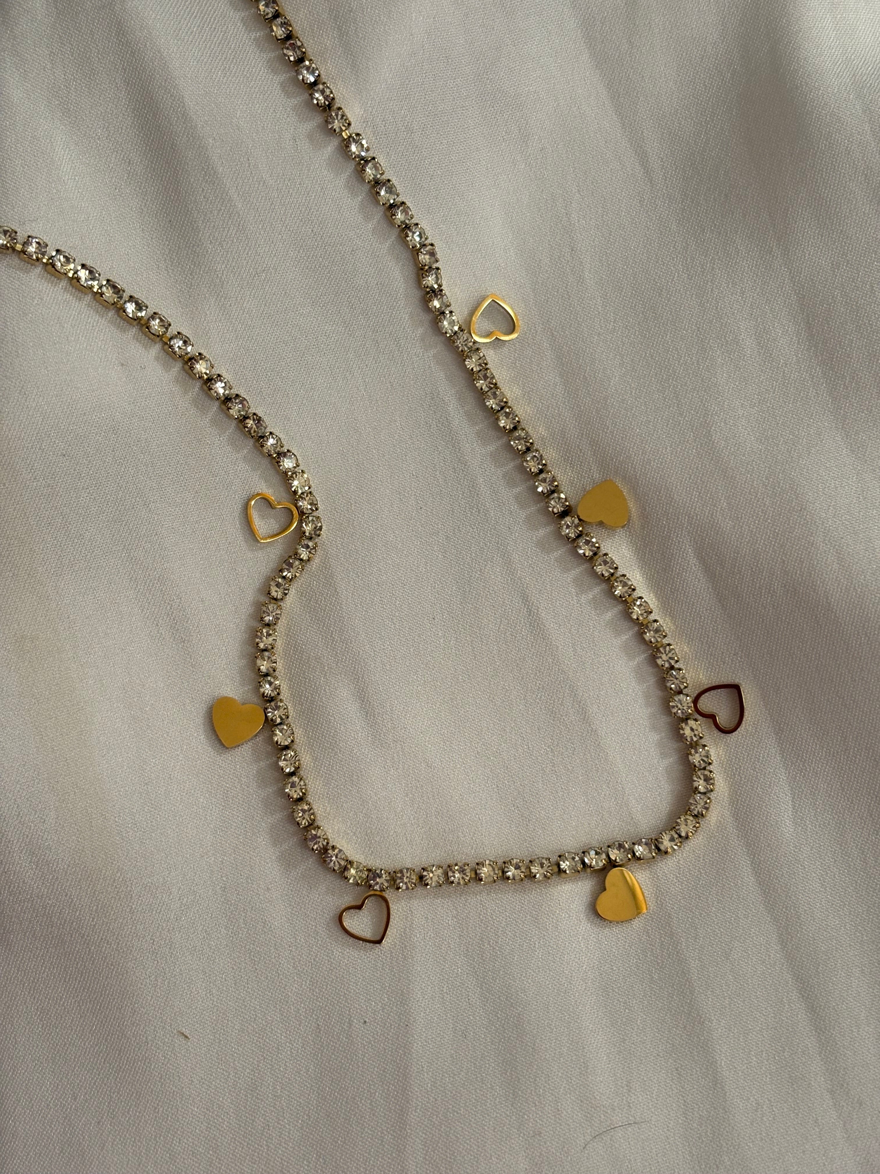 Heart studded necklace