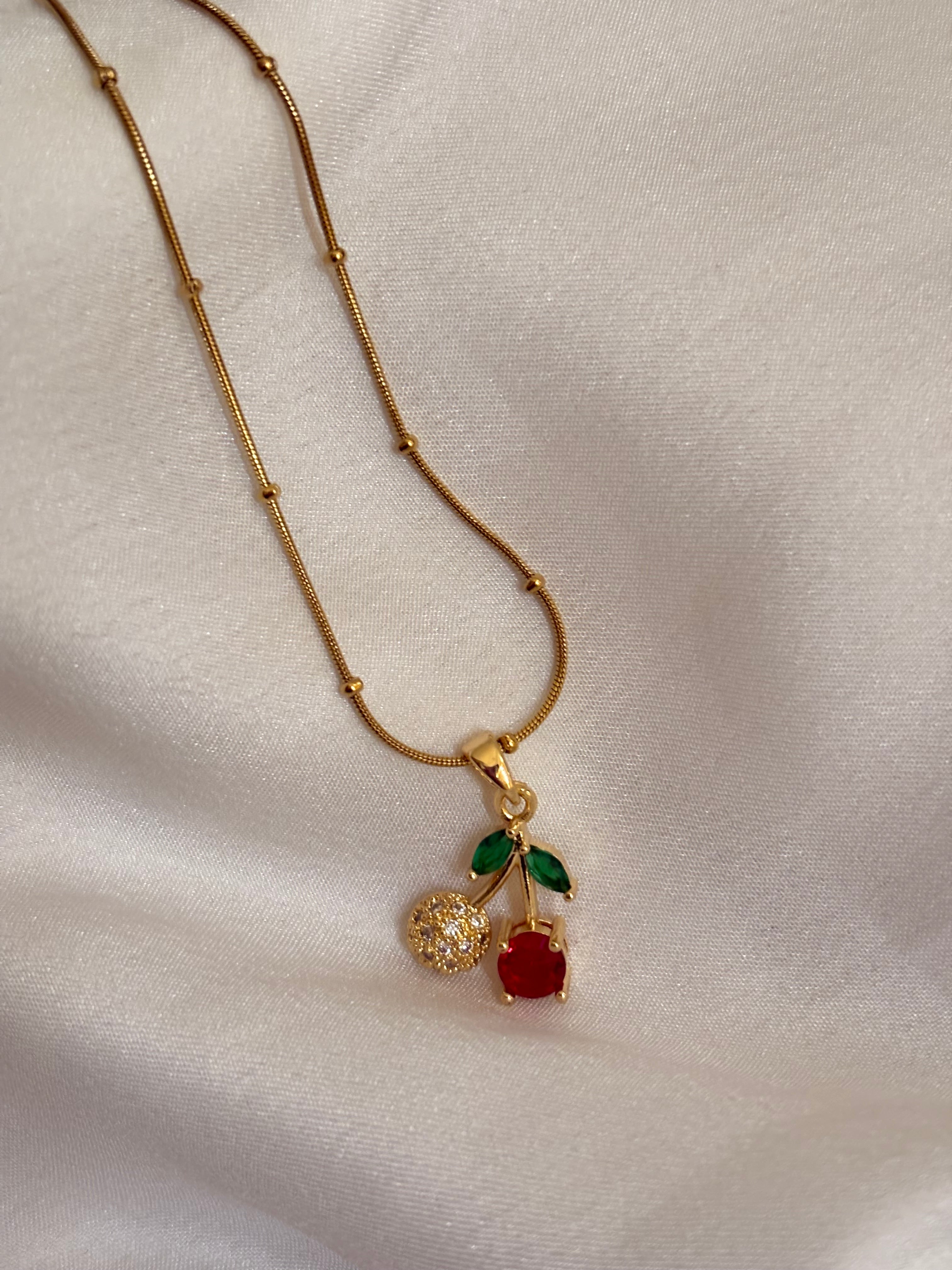 Cherry studded necklace