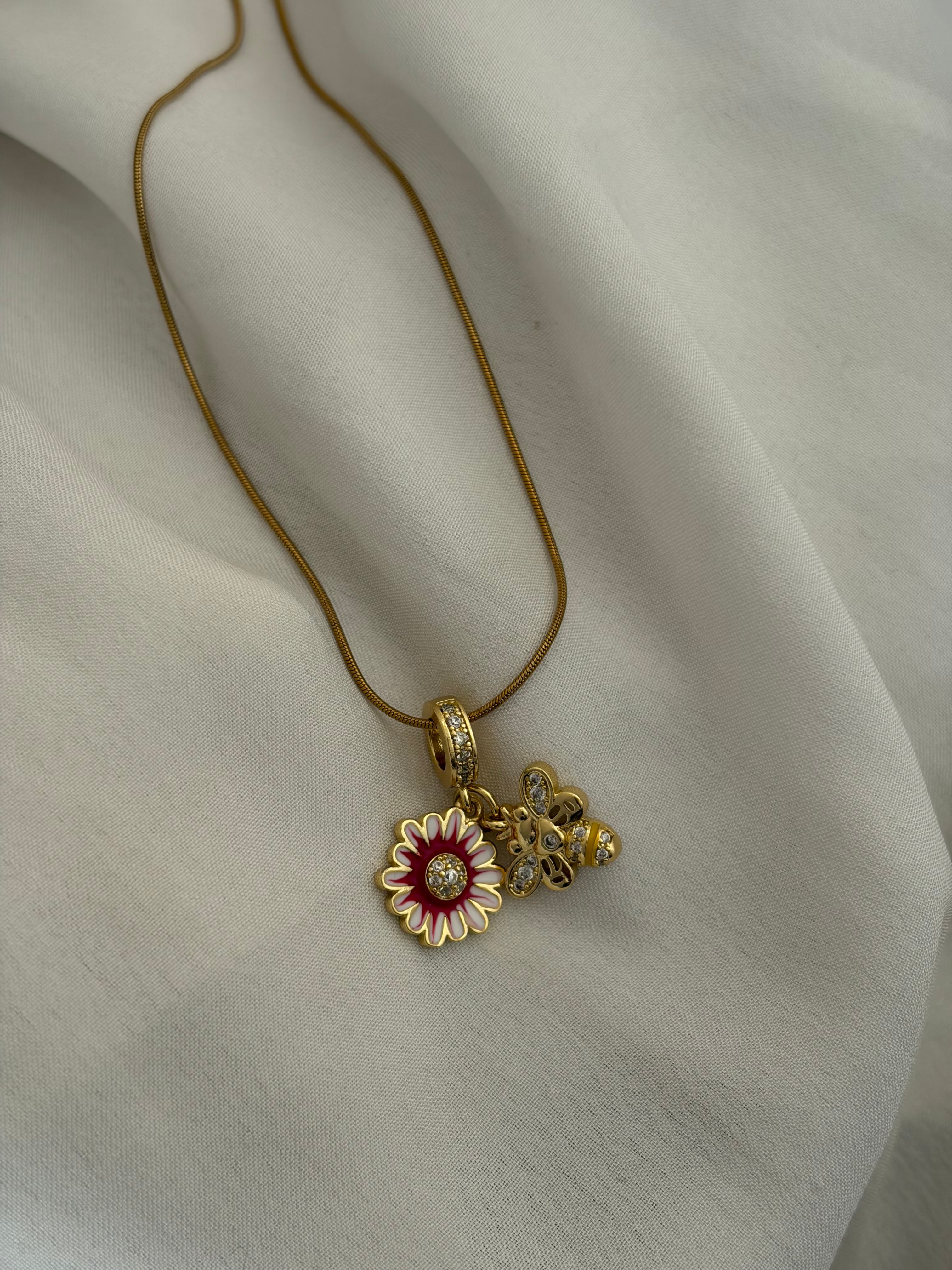 Bee charm necklace