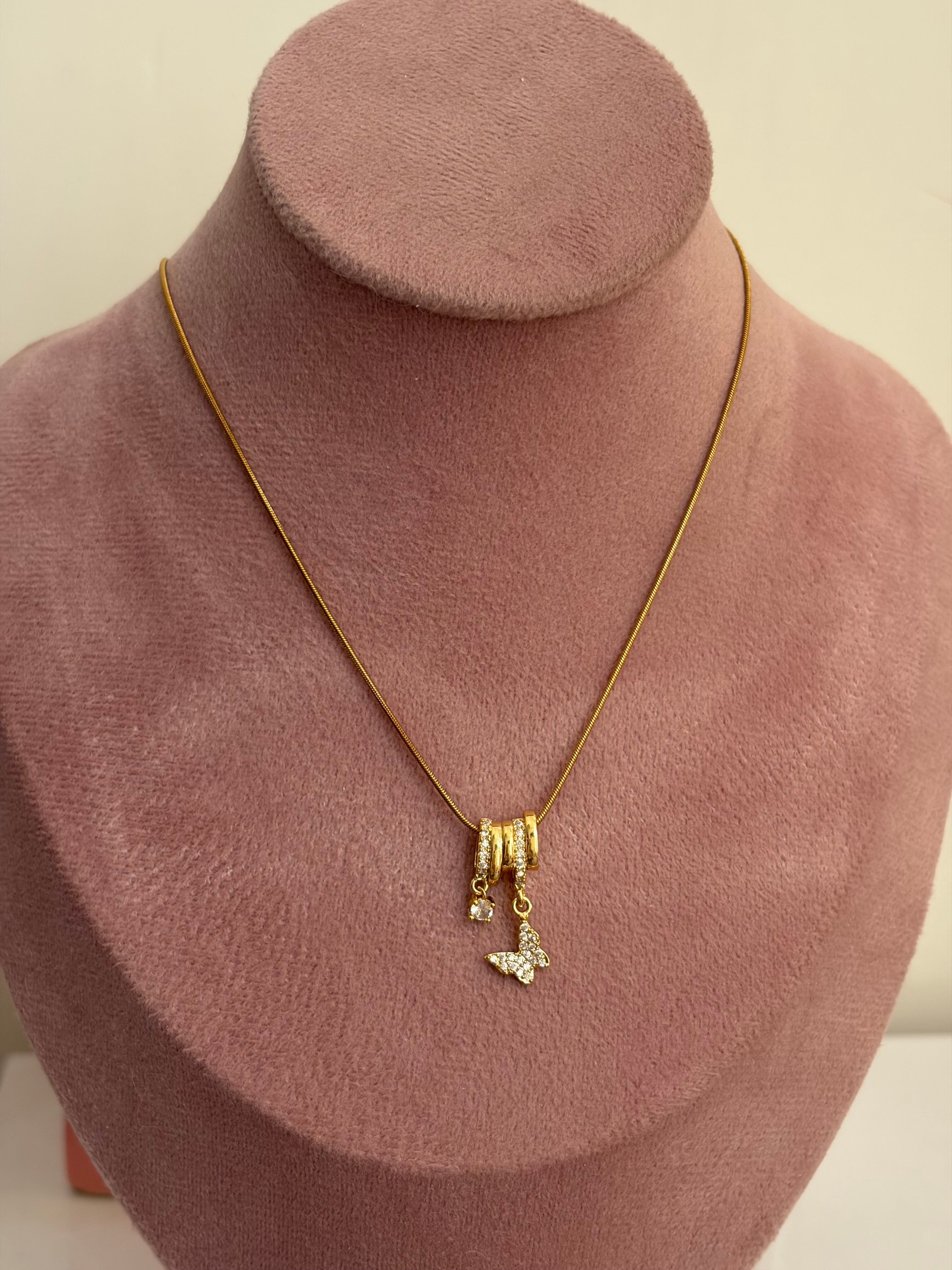 Minimal butterfly necklace