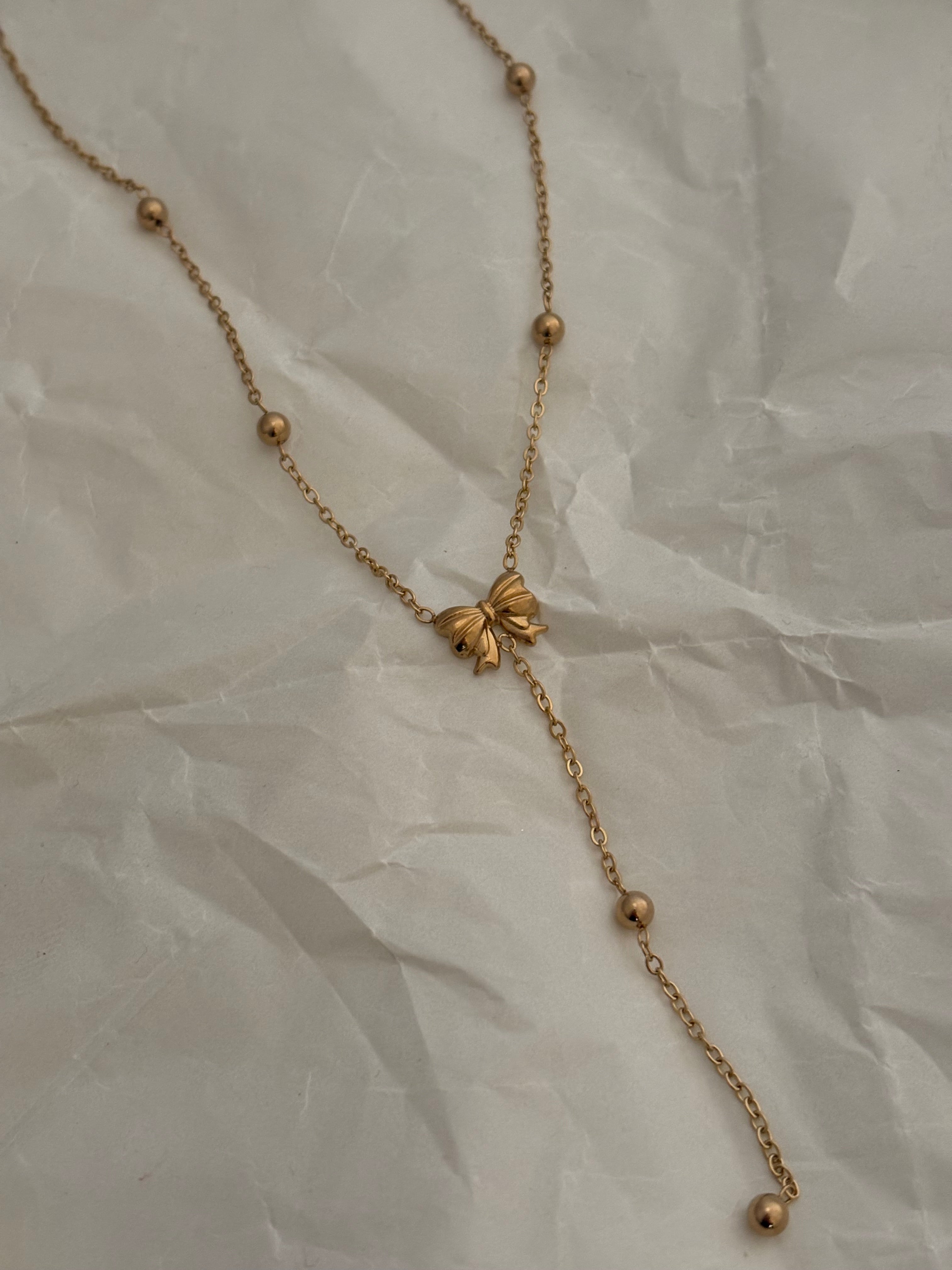 Bow drop necklace