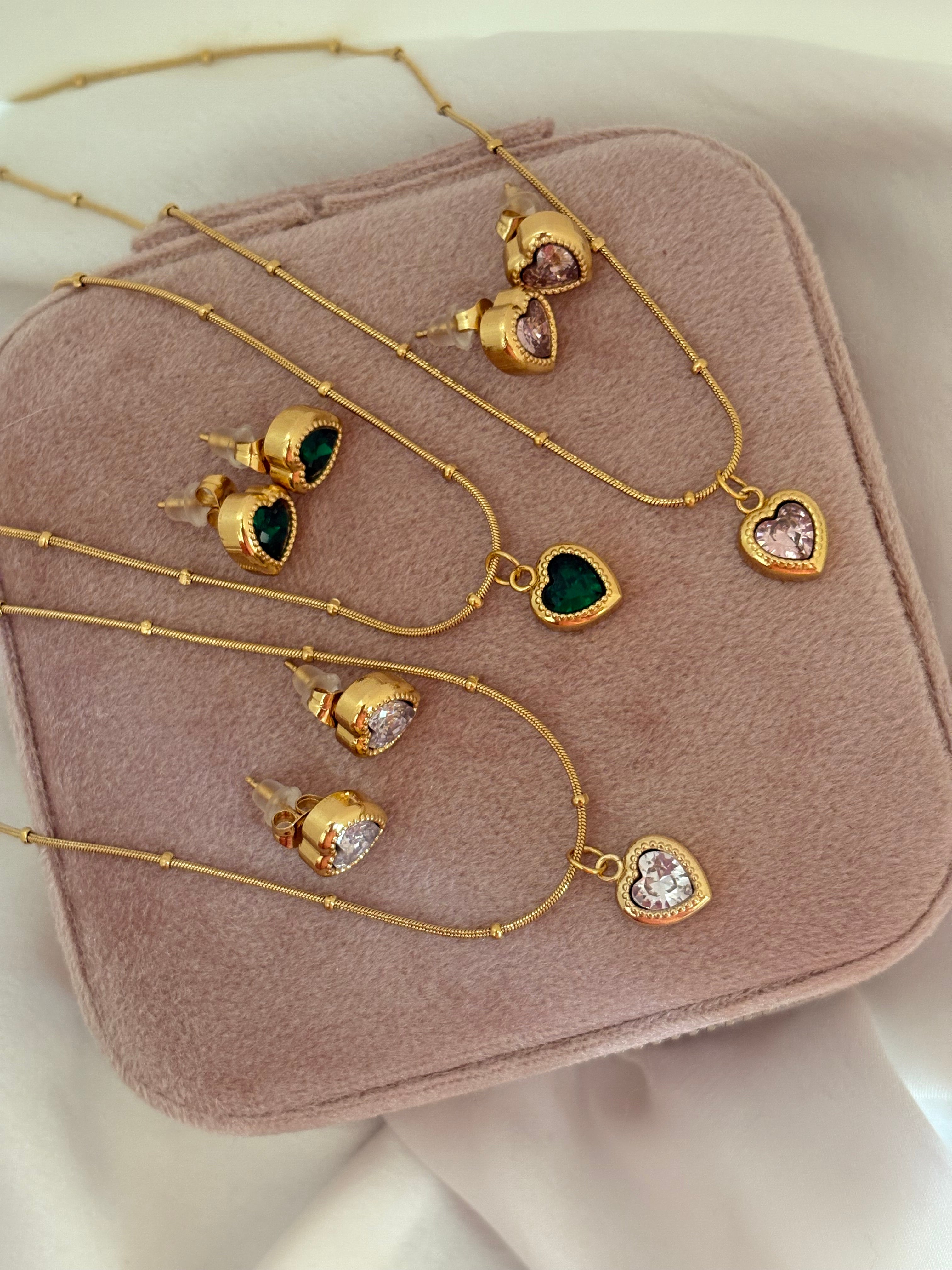 Crystal heart set