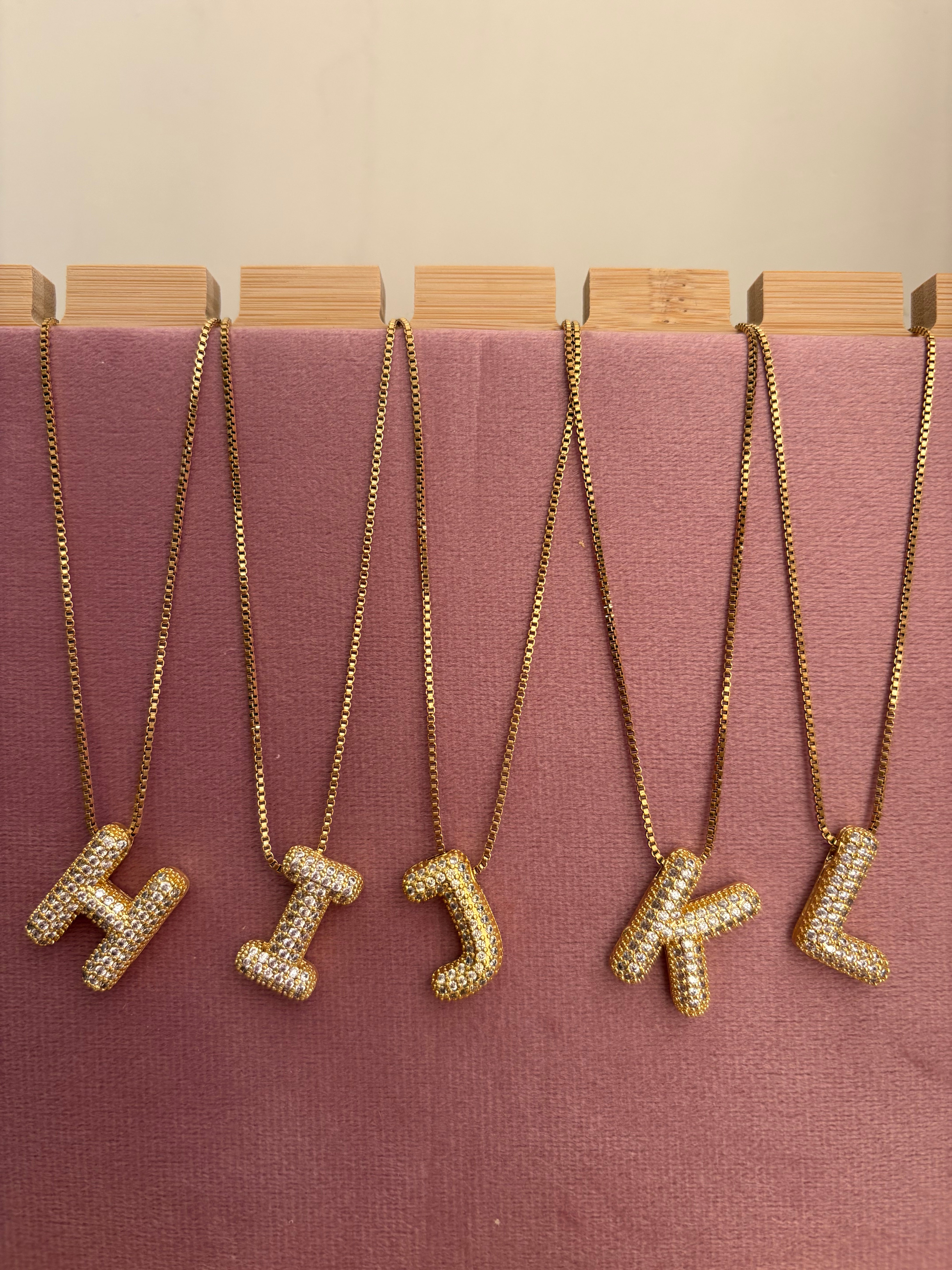 Bubble initial necklaces