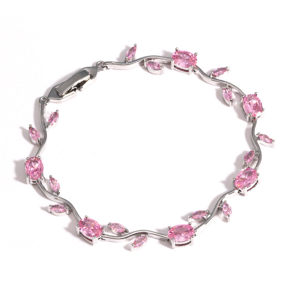 Tulip bracelet (pink, silver)