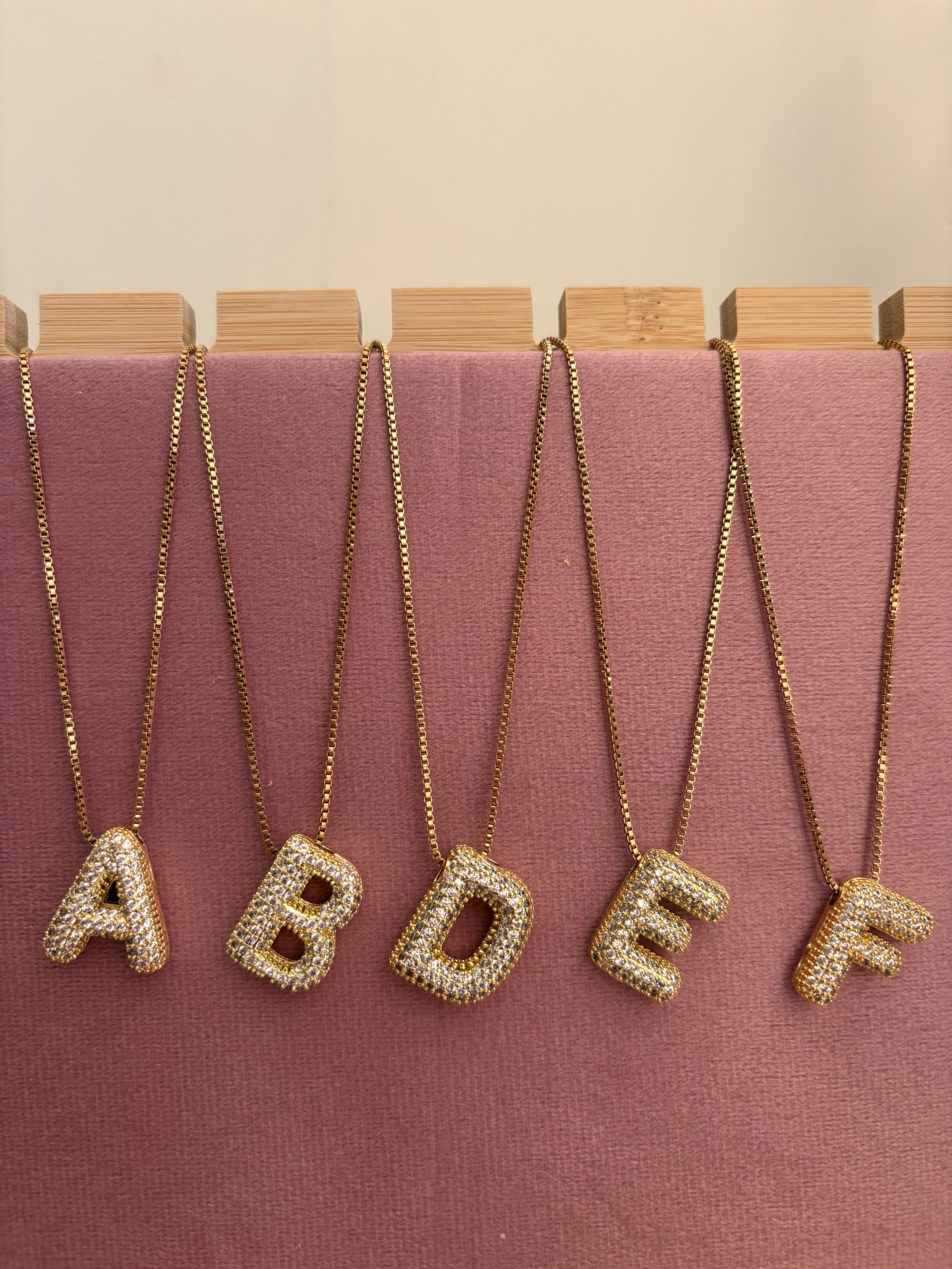 Bubble initial necklaces