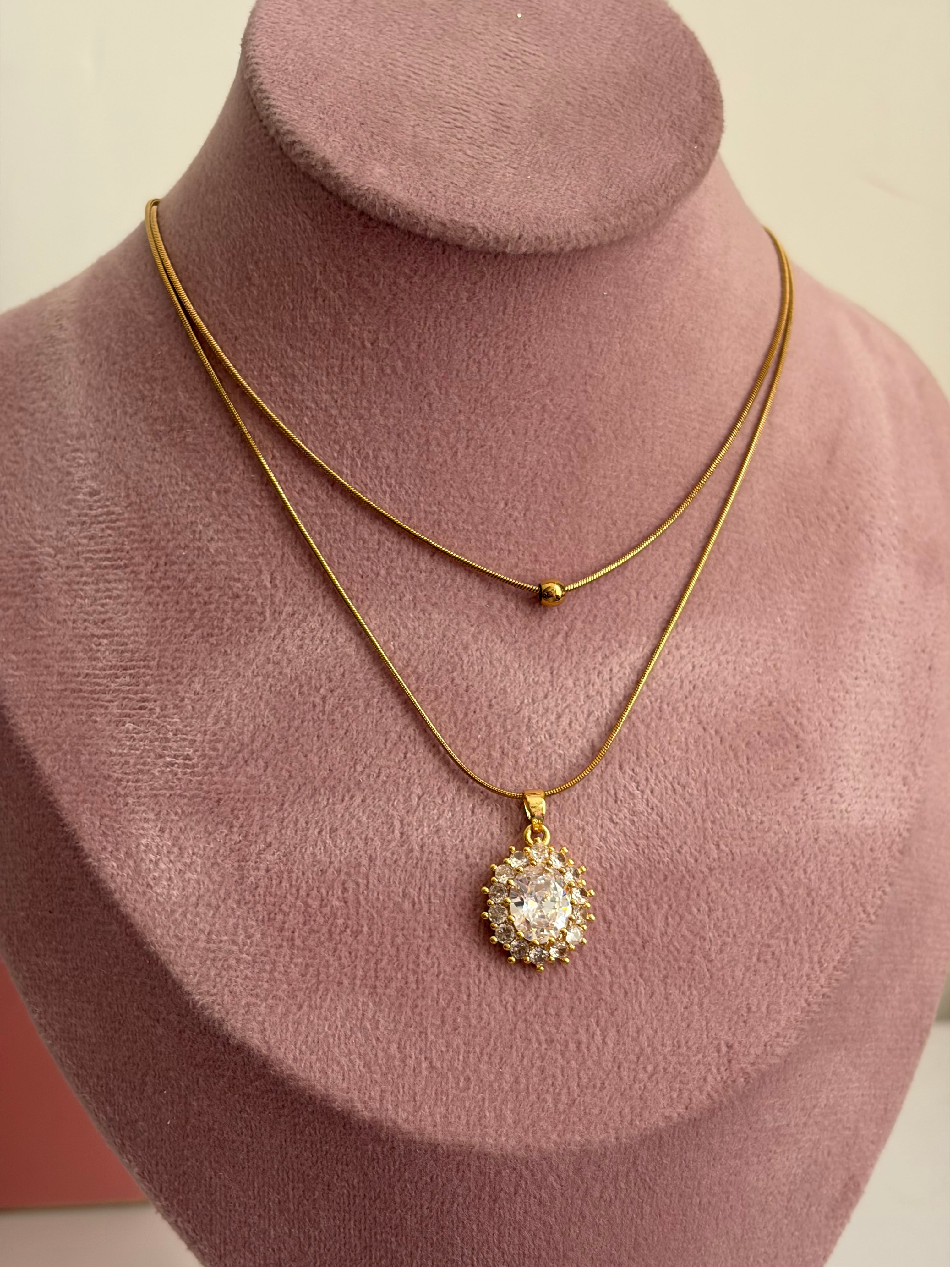 Crystal layered necklace