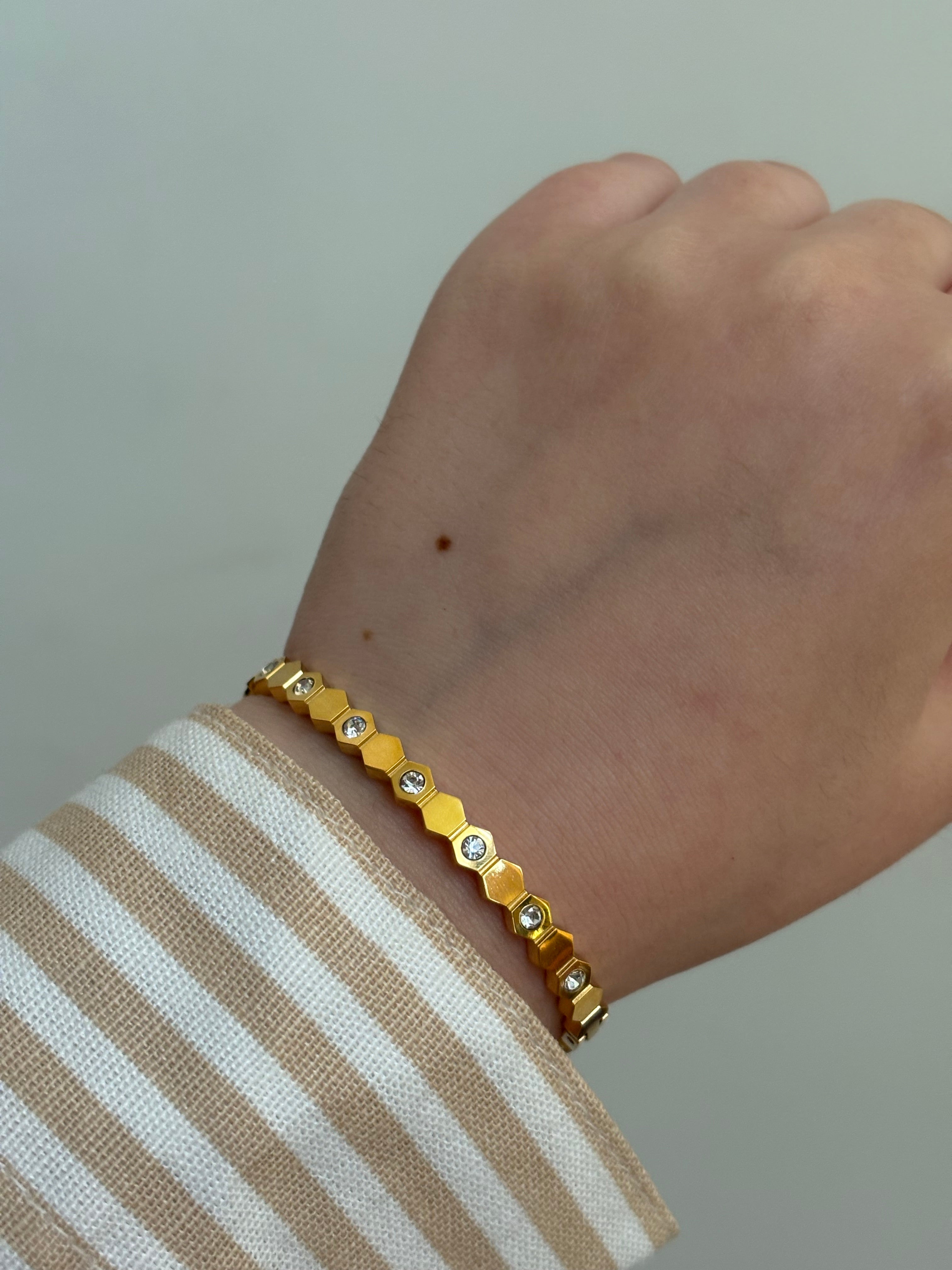 Honeycomb stone bracelet(thin wrist)