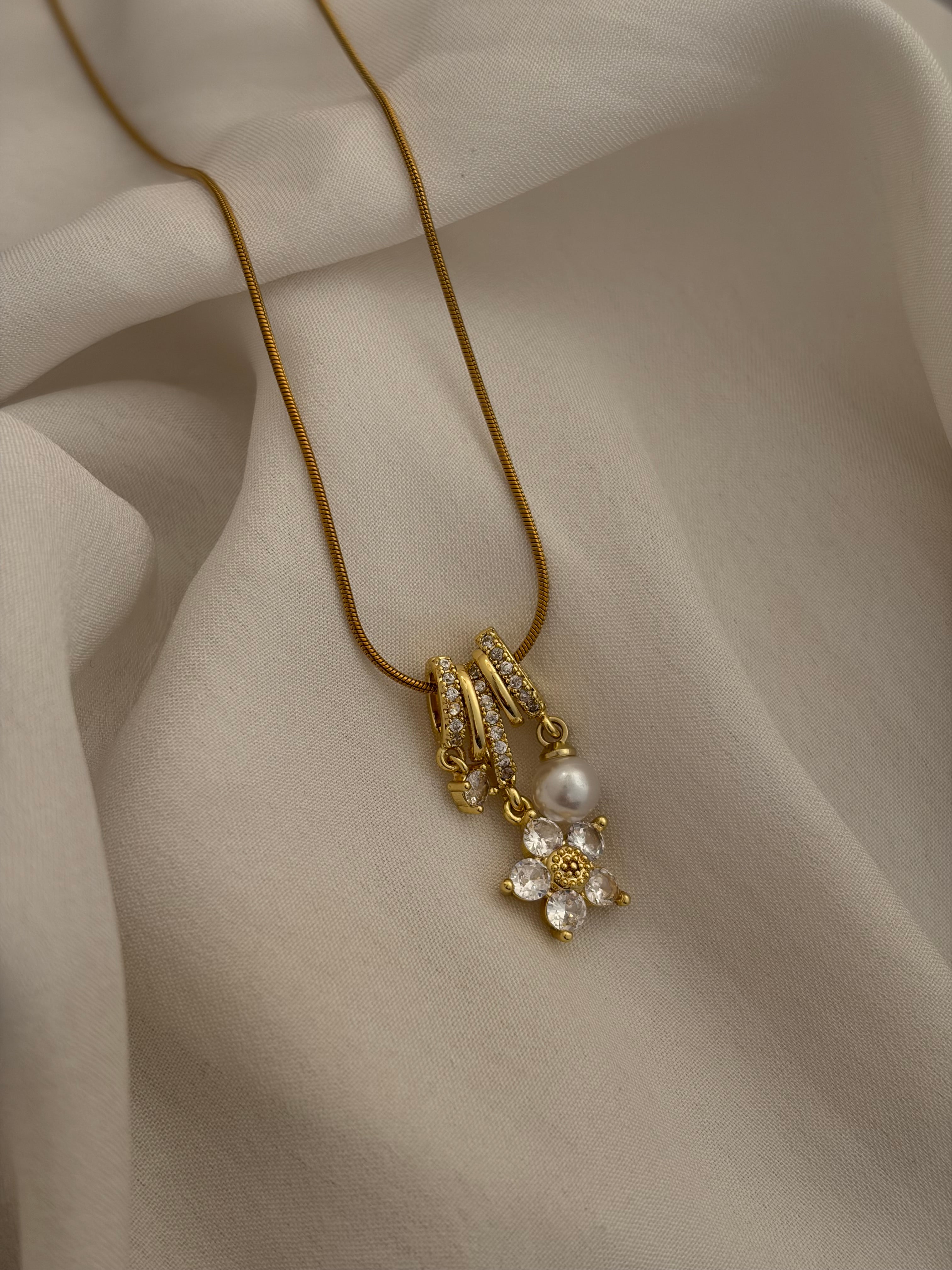 Floral charm necklace