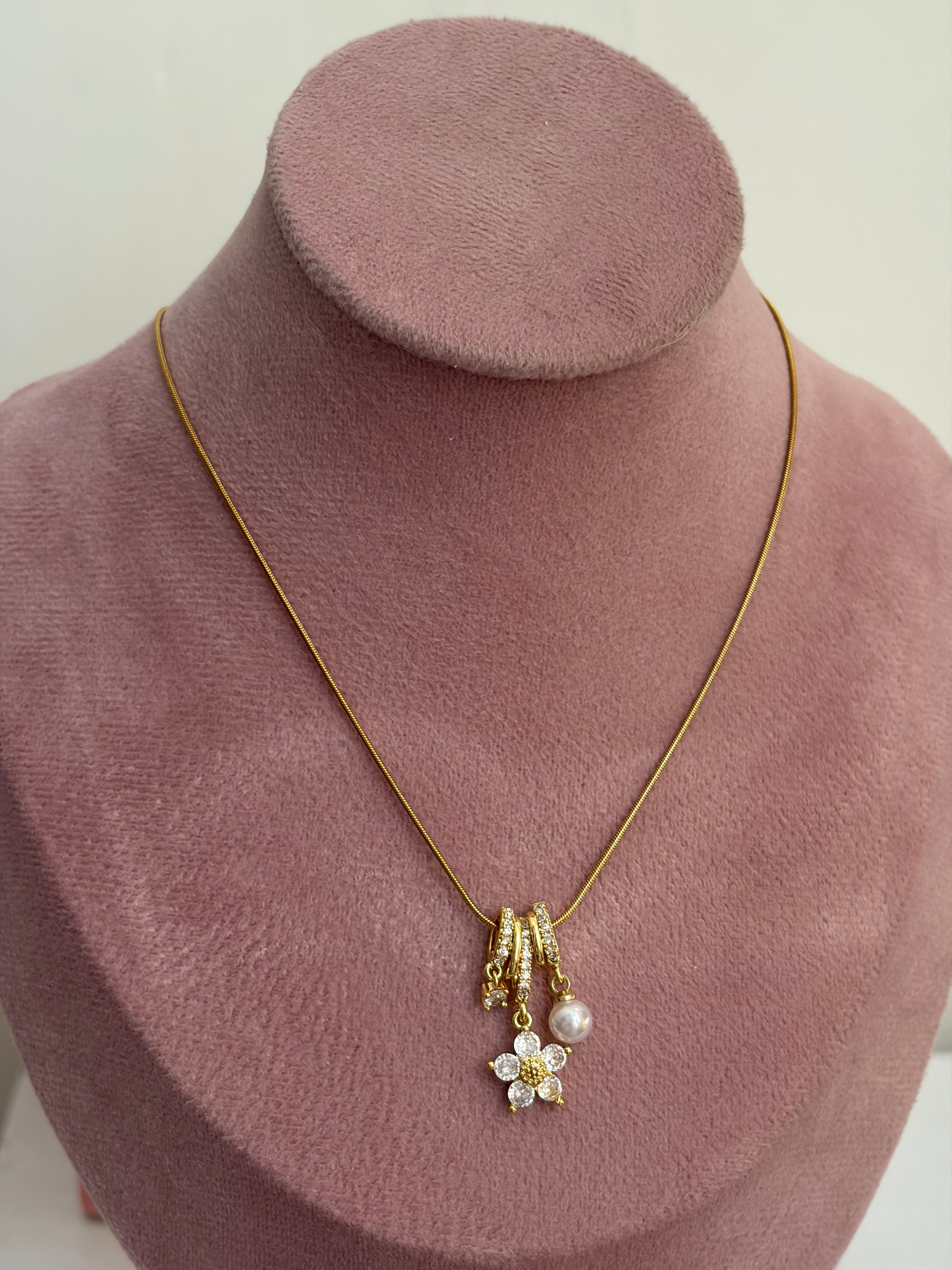Floral charm necklace