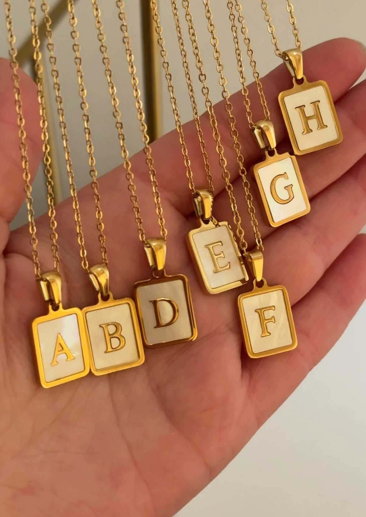 Initial square necklace