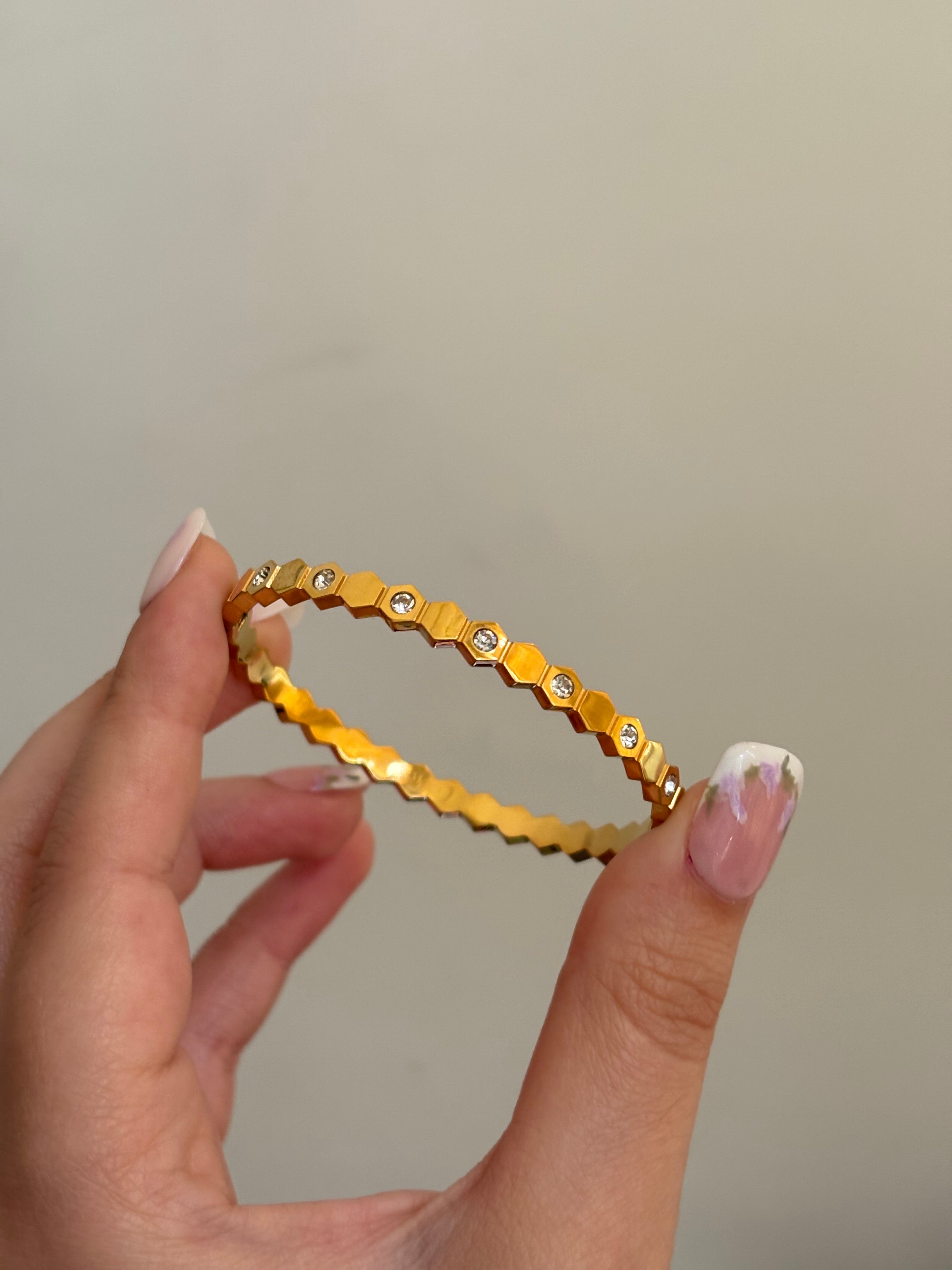 Honeycomb stone bracelet(thin wrist)