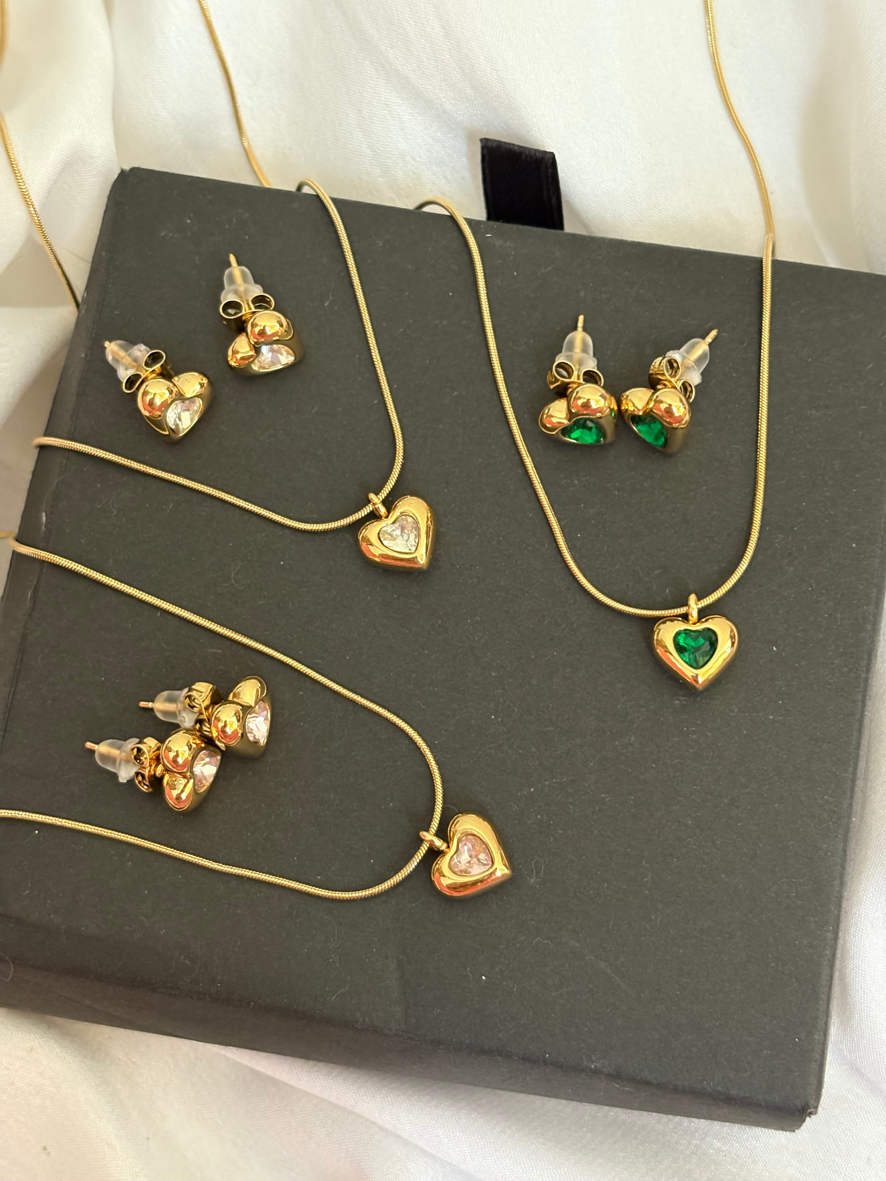 Crystal heart set