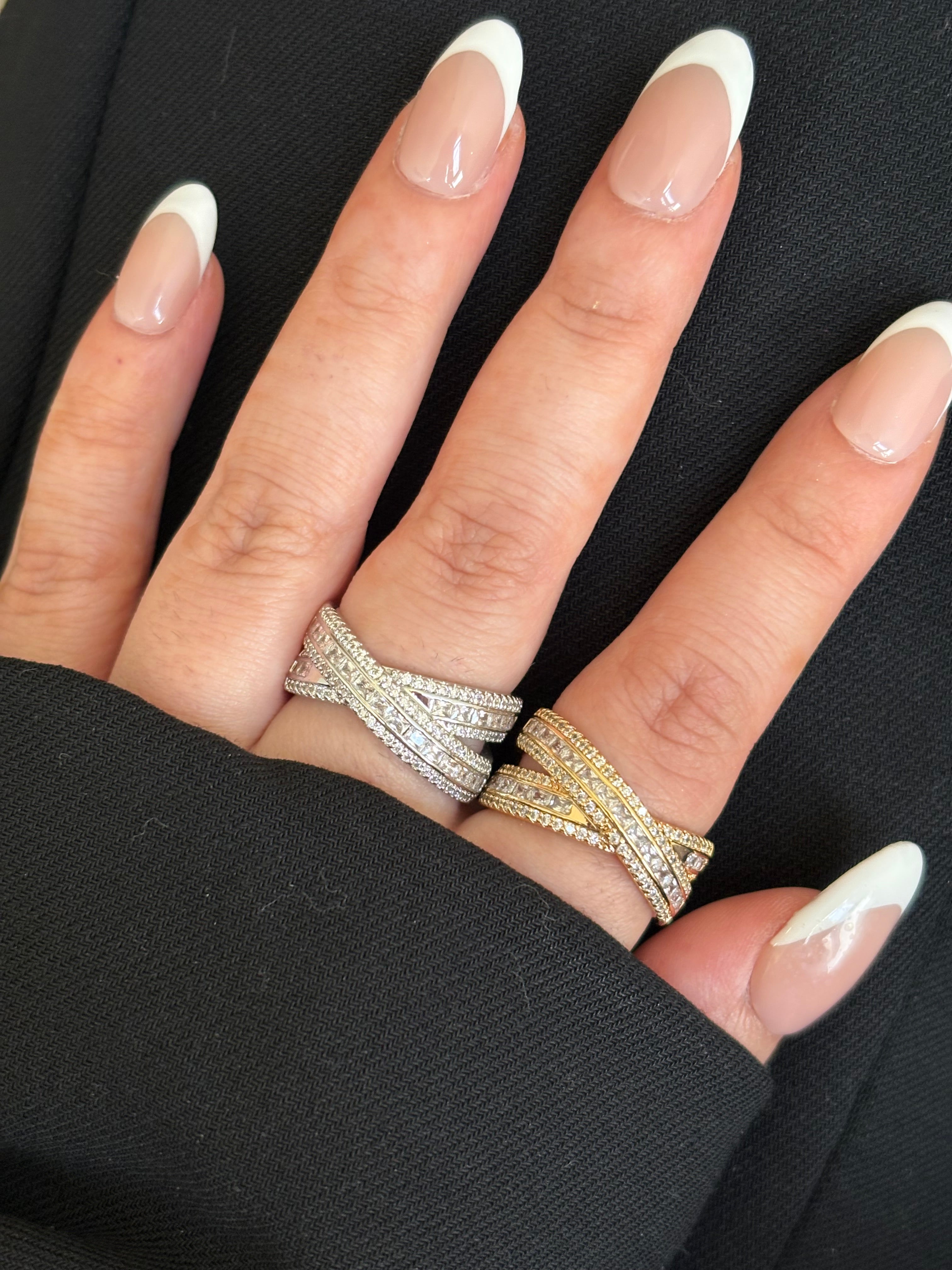 Crisscross luxe ring