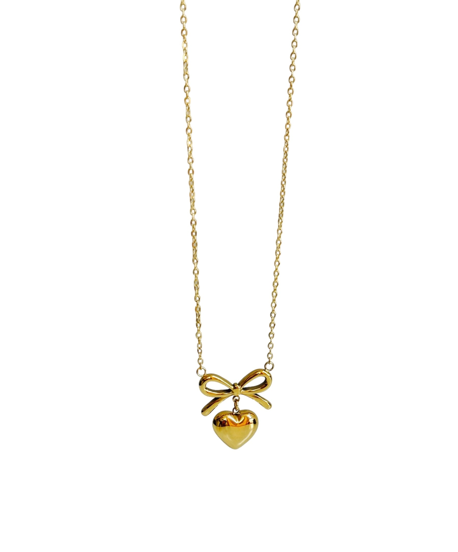 Dainty bow heart necklace