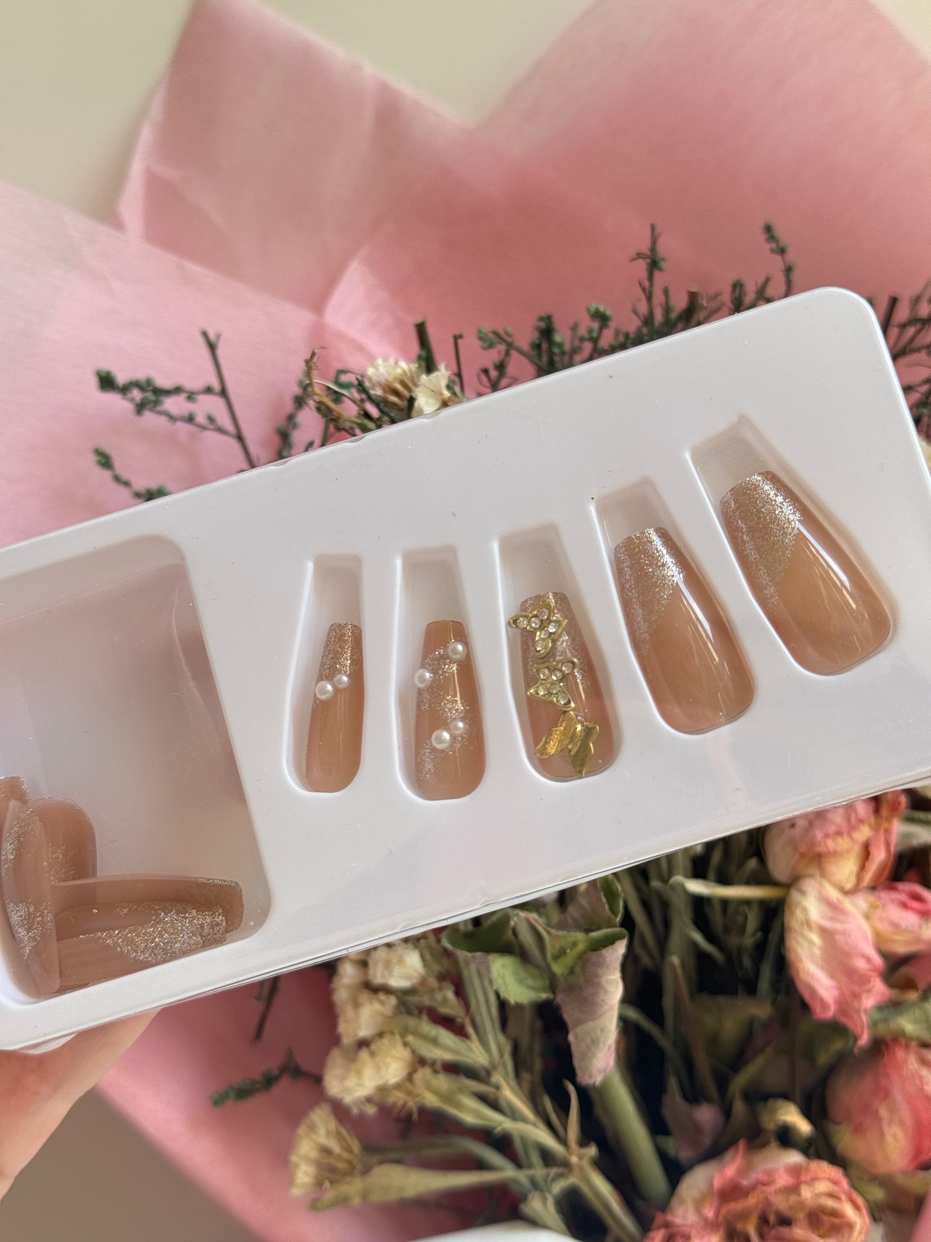 Long coffin shaped nails